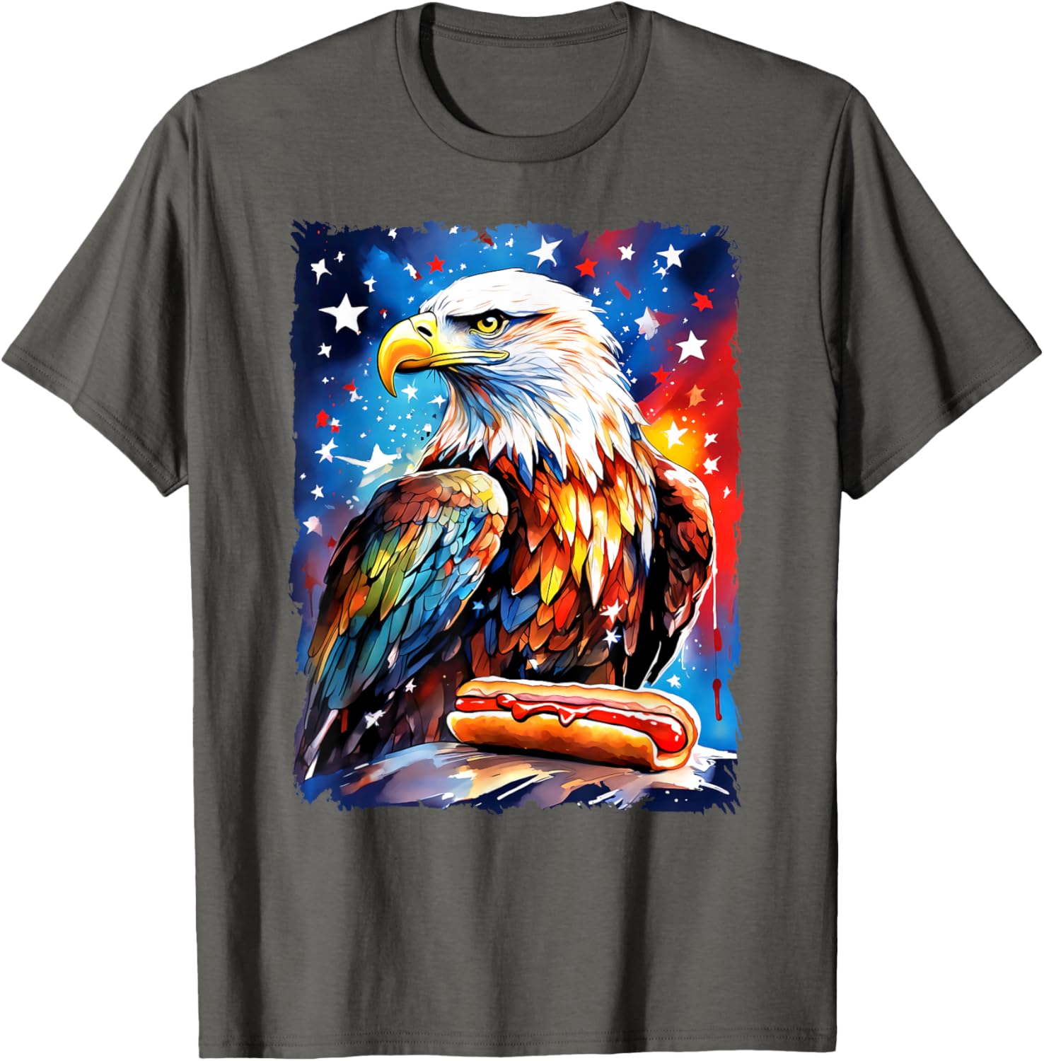 Patriotic 4th of July T-Shirt with Hotdog and Eagle Design for All Ages - 17