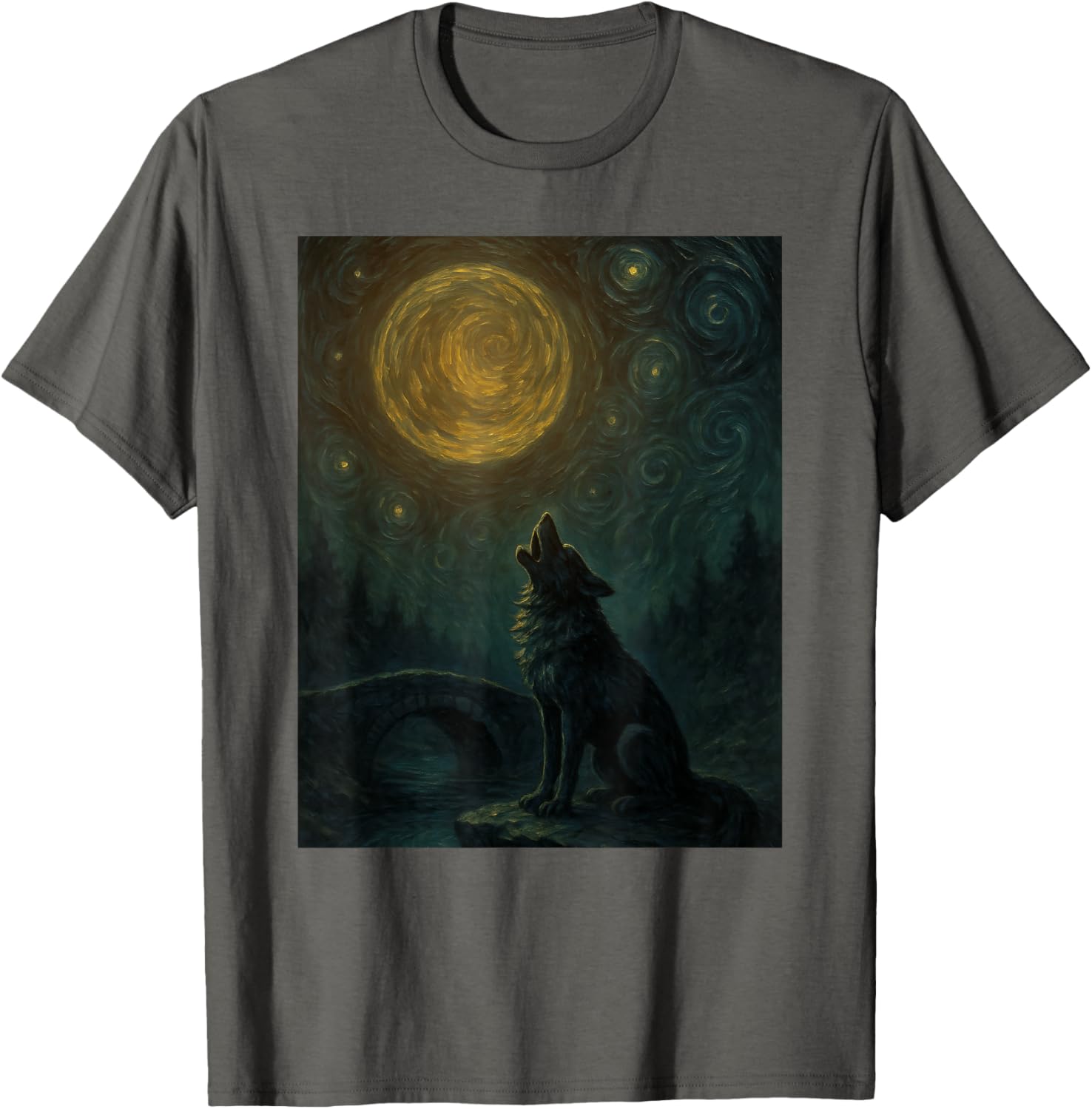 Wolf Starry Night Van Gogh Graphic T-Shirt for Art Lovers and Fashionistas - 20