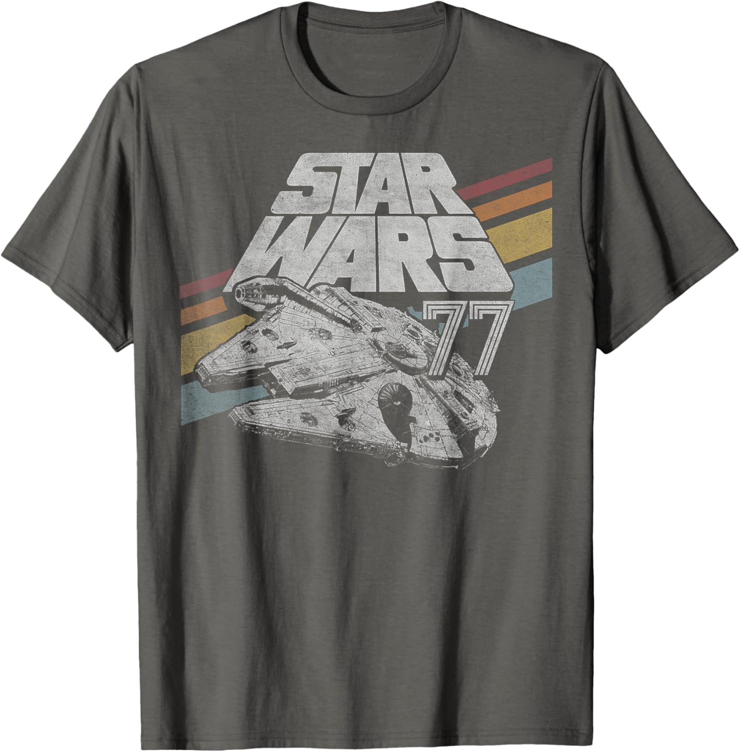 Retro Star Wars Millennium Falcon T-Shirt with Diagonal Stripes for Fans - 8
