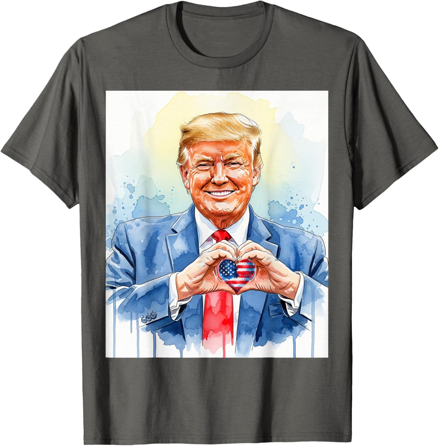 Patriotic Watercolor Trump Heart Hands T-Shirt for Proud Americans - 20