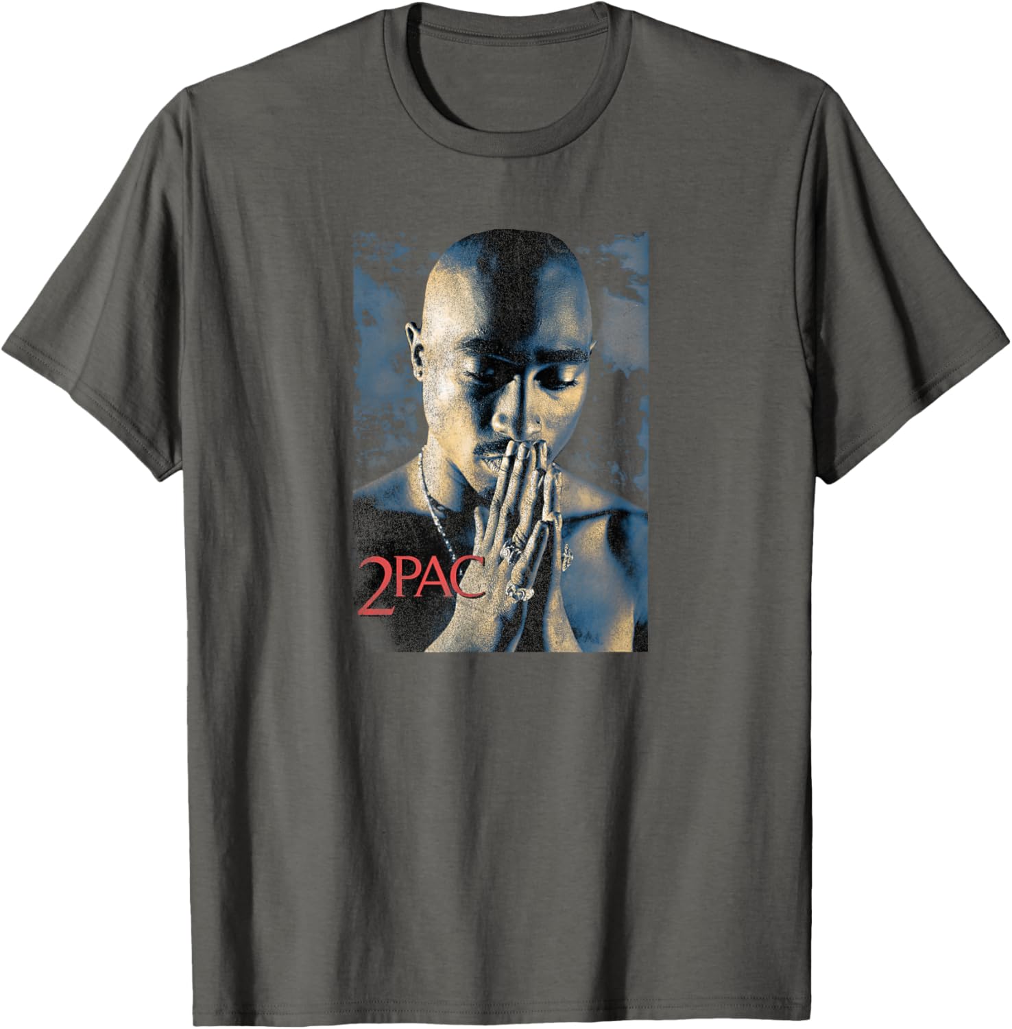 Tupac Shakur Grunge Praying Black Short Sleeve T-Shirt for Kids - 4