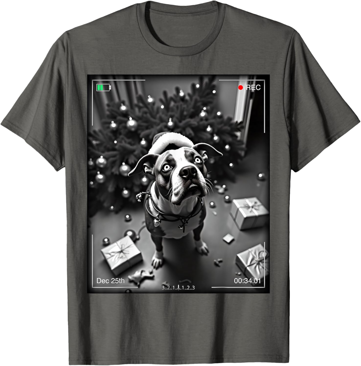 Christmas American Bulldog Caught On Camera T-Shirt for Dog Lovers - 5