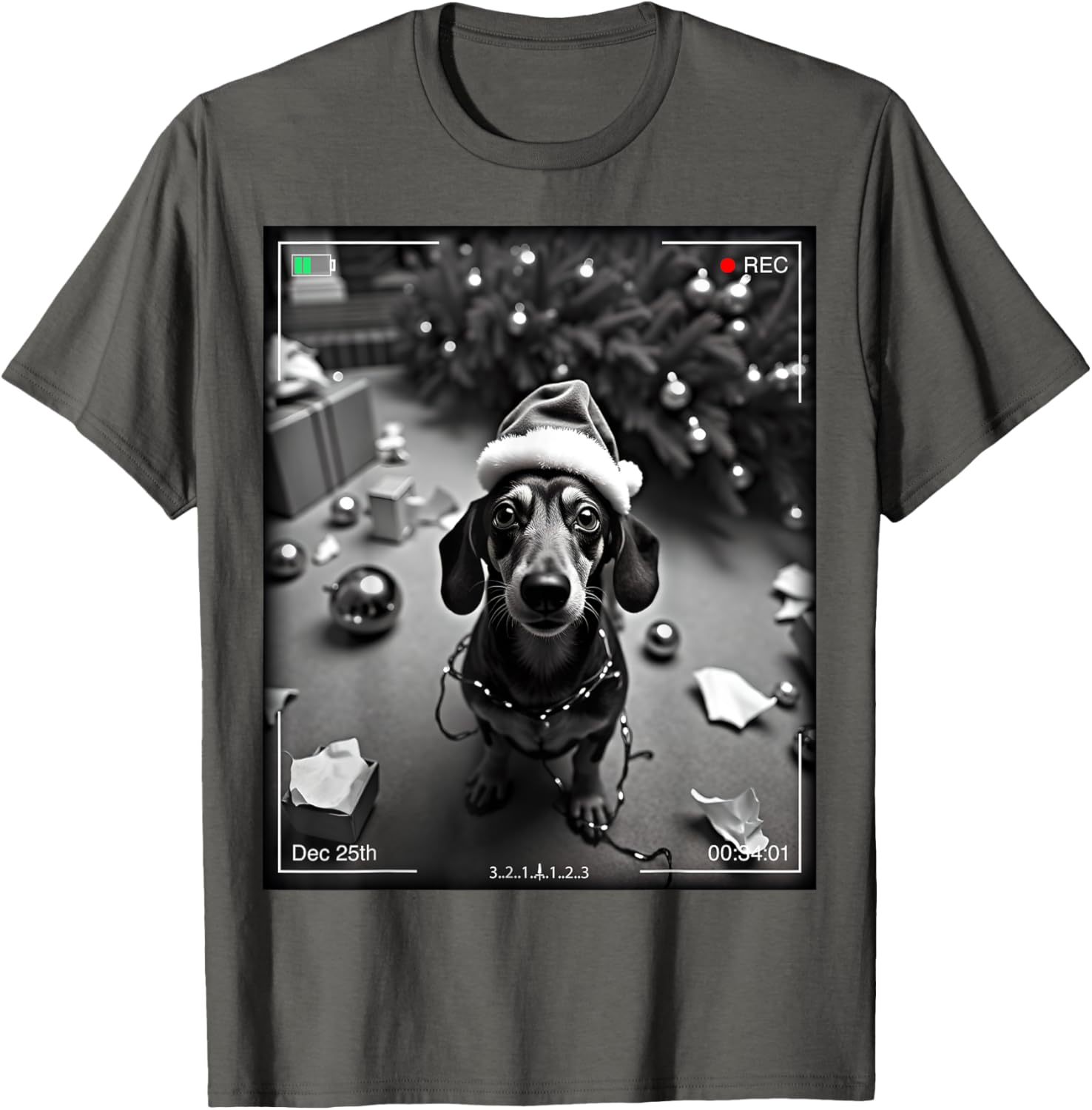 Adorable Christmas Dachshund Caught On Camera T-Shirt for Pet Lovers - 2