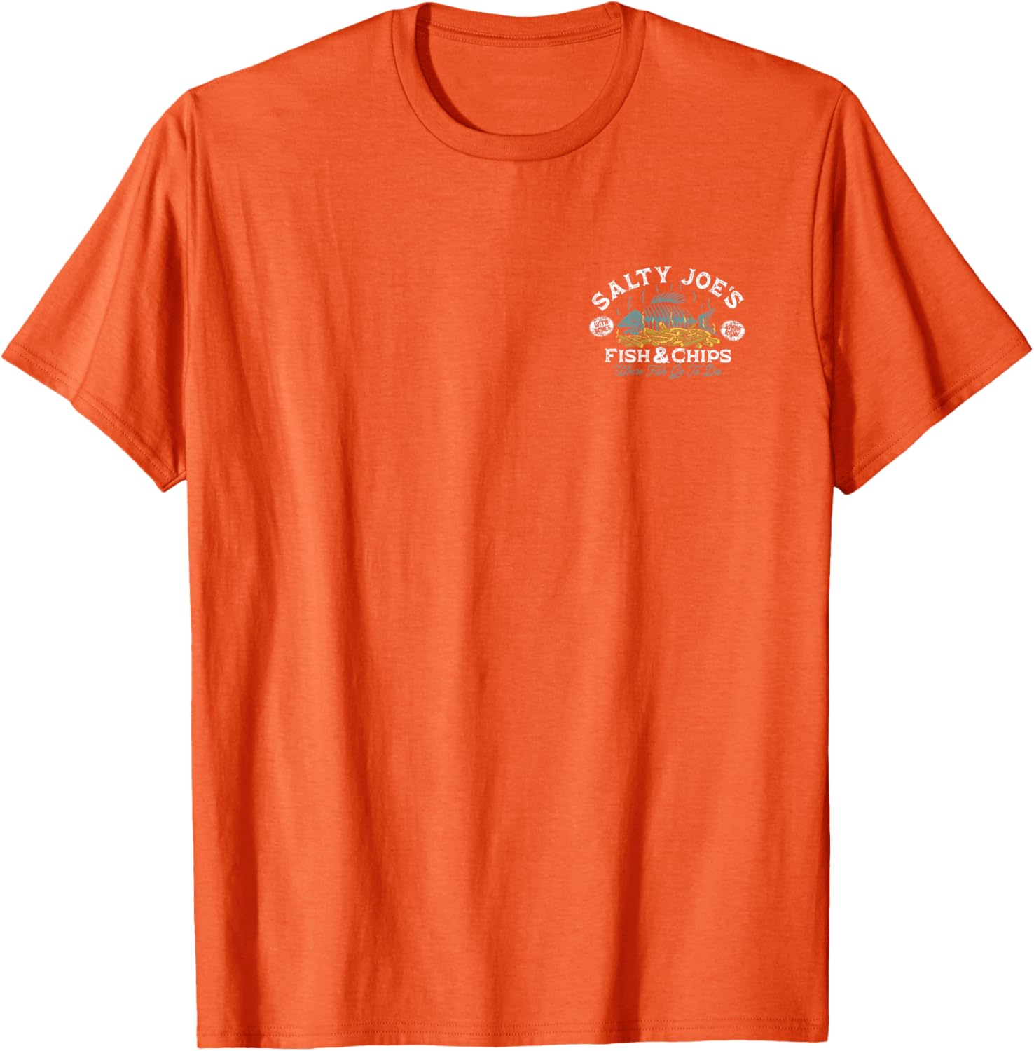 Salty Joe's Fish and Chips Logo Graphic T-Shirt for Casual Style Fans - 2