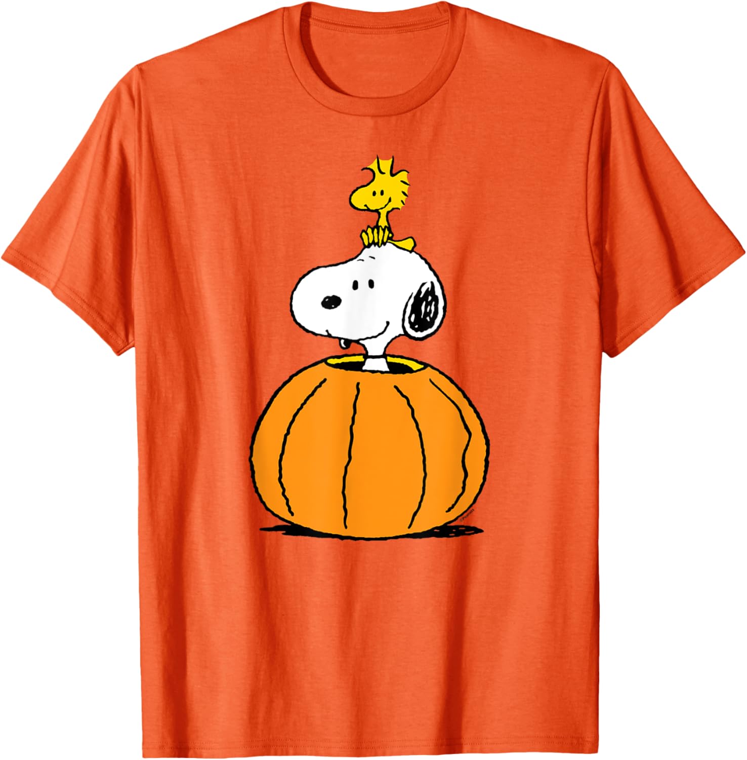 Snoopy Pumpkin T-Shirt with Woodstock Cute Fall Design for Peanuts Fans - 1