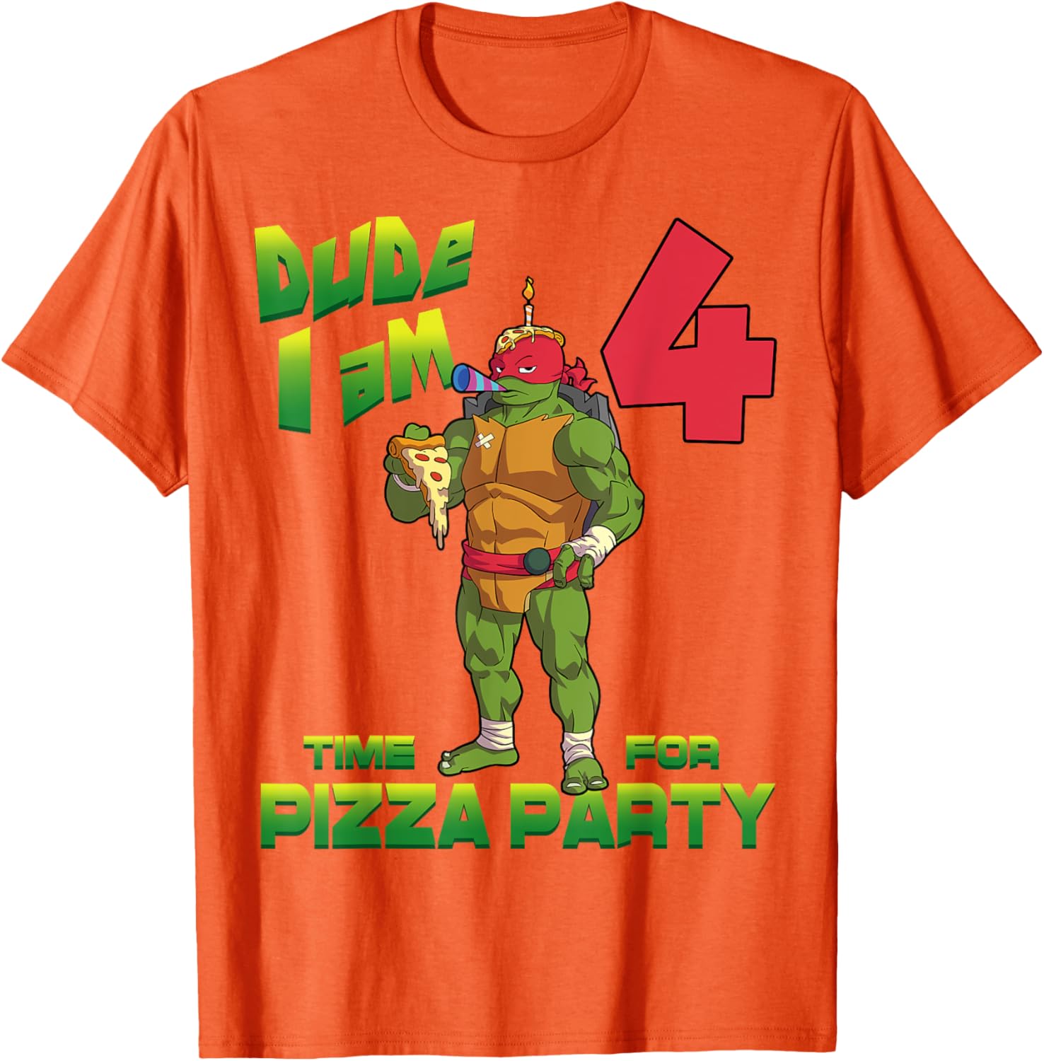 TMNT Raph Pizza Birthday Party T-Shirt for 4 Year Olds - Fun Kid's Clothing - 5