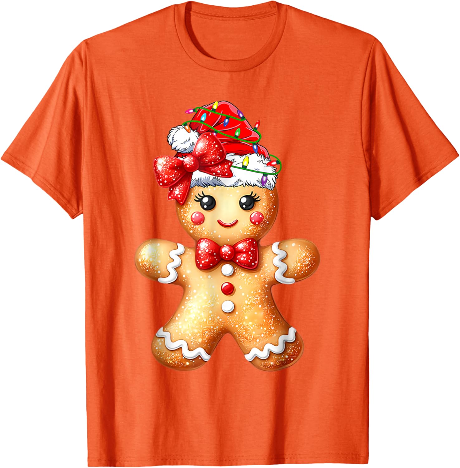 Merry Christmas Gingerbread Santa T-Shirt for Girls and Women - 20
