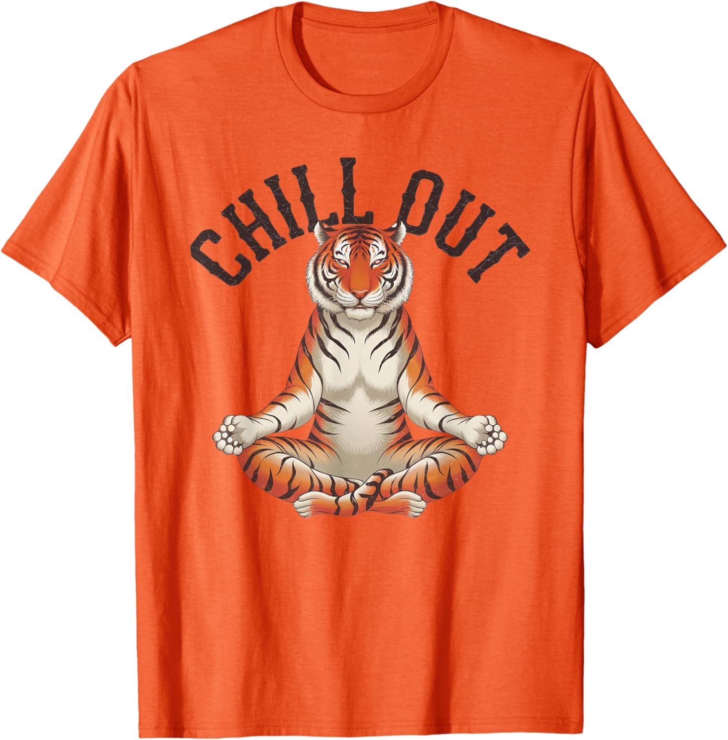 Tiger Chill Out Vintage Yoga T-Shirt for Fun Meditation Lovers - 4