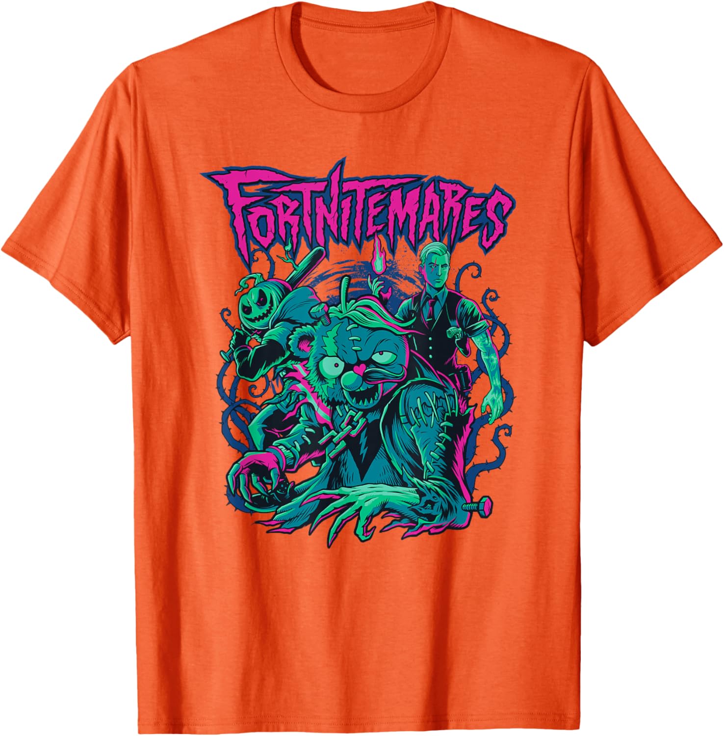 Fortnite Halloween Fortnitemares Retro Horror Group Shot T-Shirt for Fans - 4