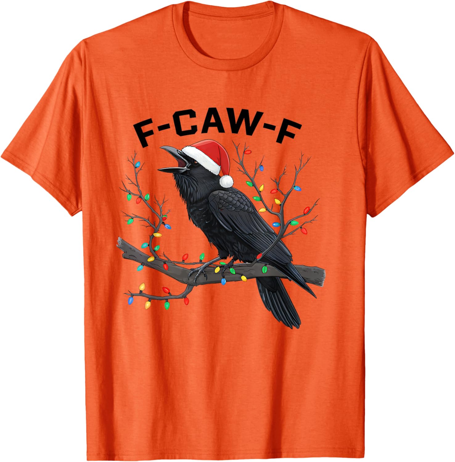 Funny Retro Black Crow F-Caw-F Santa Hat T-Shirt for Christmas Fun - 9