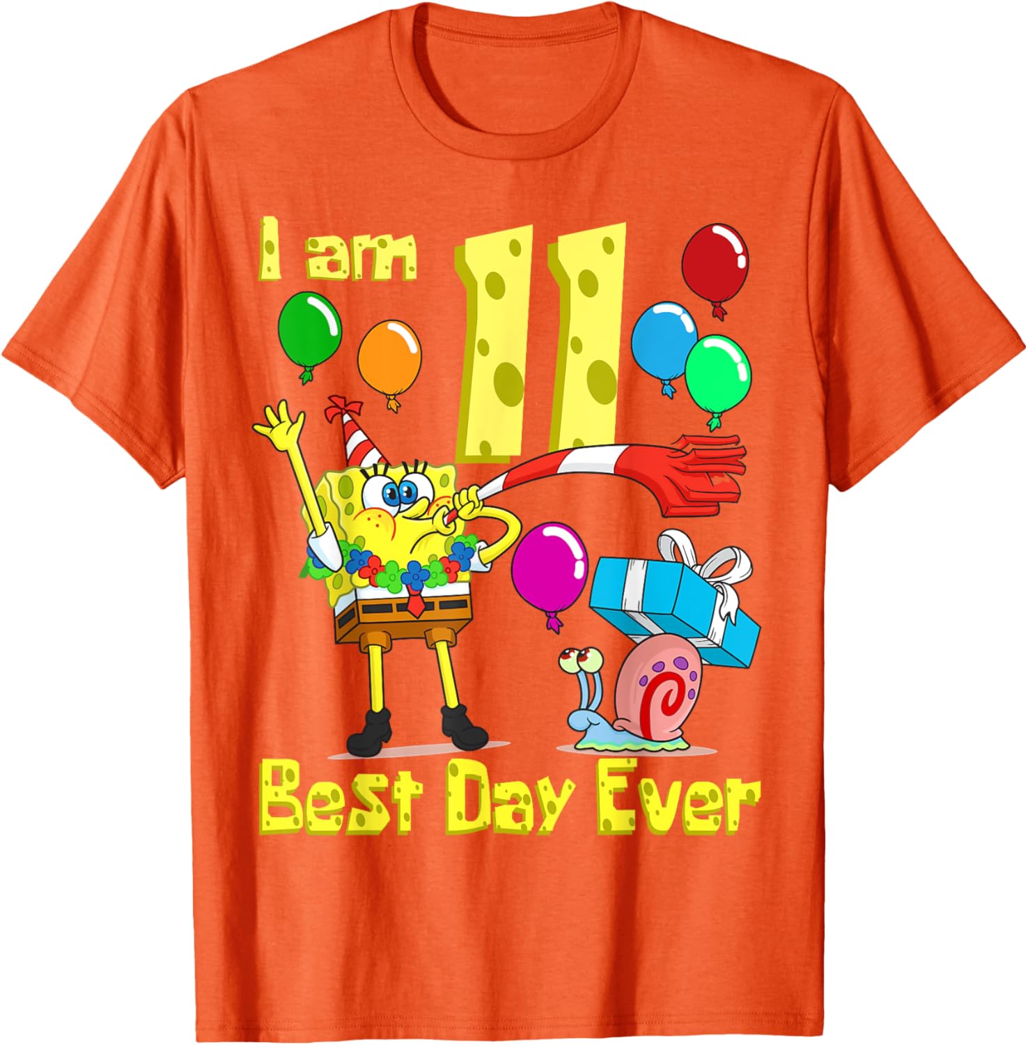 SpongeBob Birthday T-Shirt for 11 Year Olds Fun Party Apparel - 4