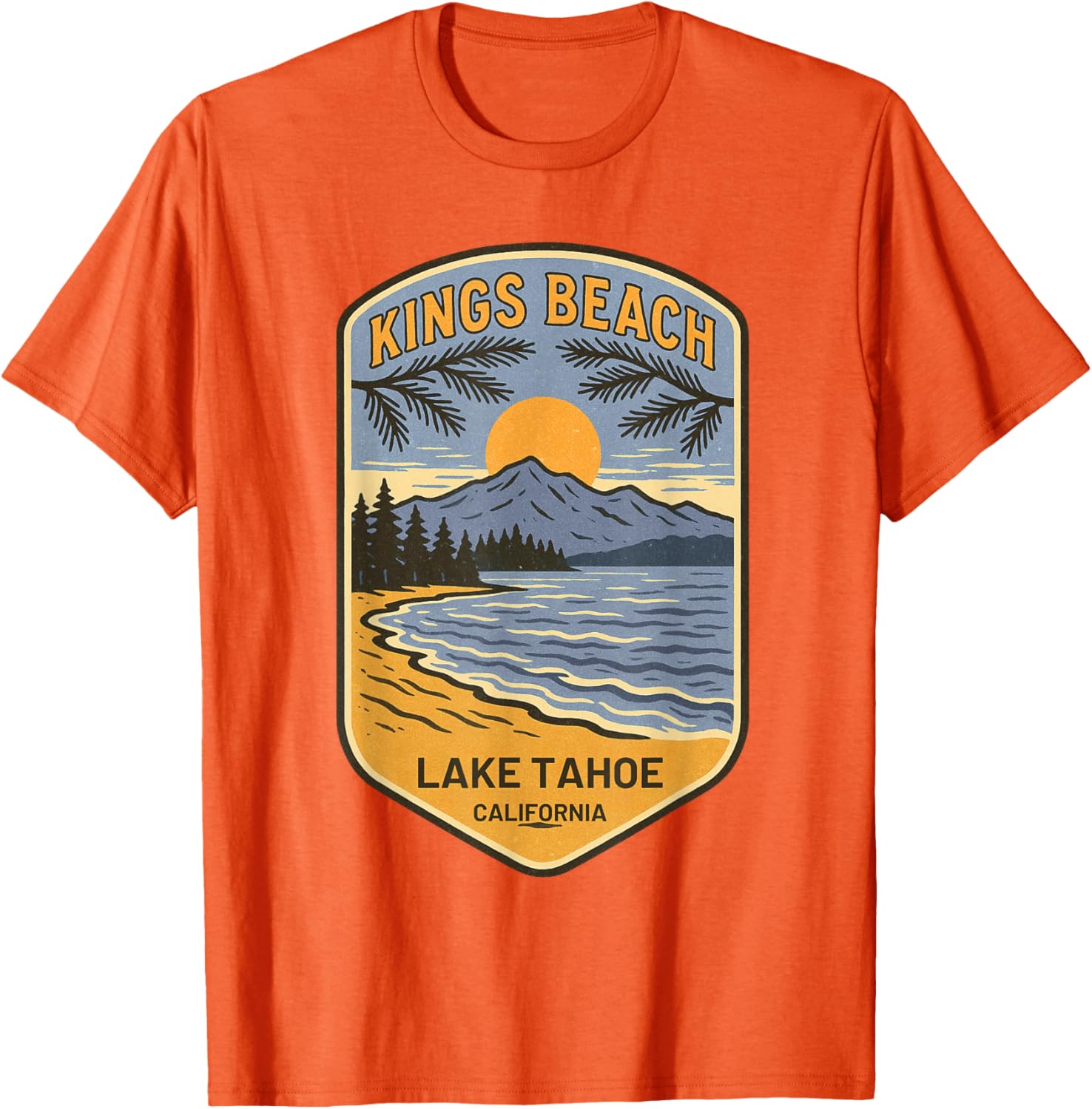 Retro Kings Beach Lake Tahoe T-Shirt Vintage Art Souvenir Apparel - 24