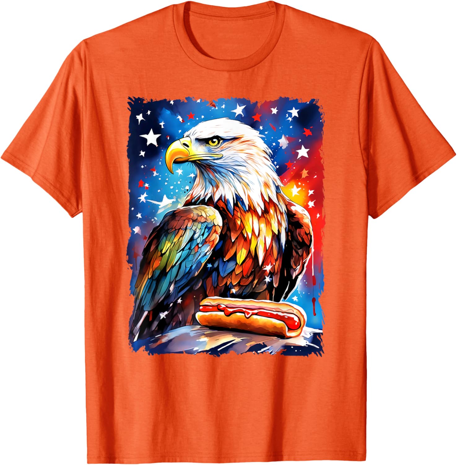 Patriotic 4th of July T-Shirt with Hotdog and Eagle Design for All Ages - 14