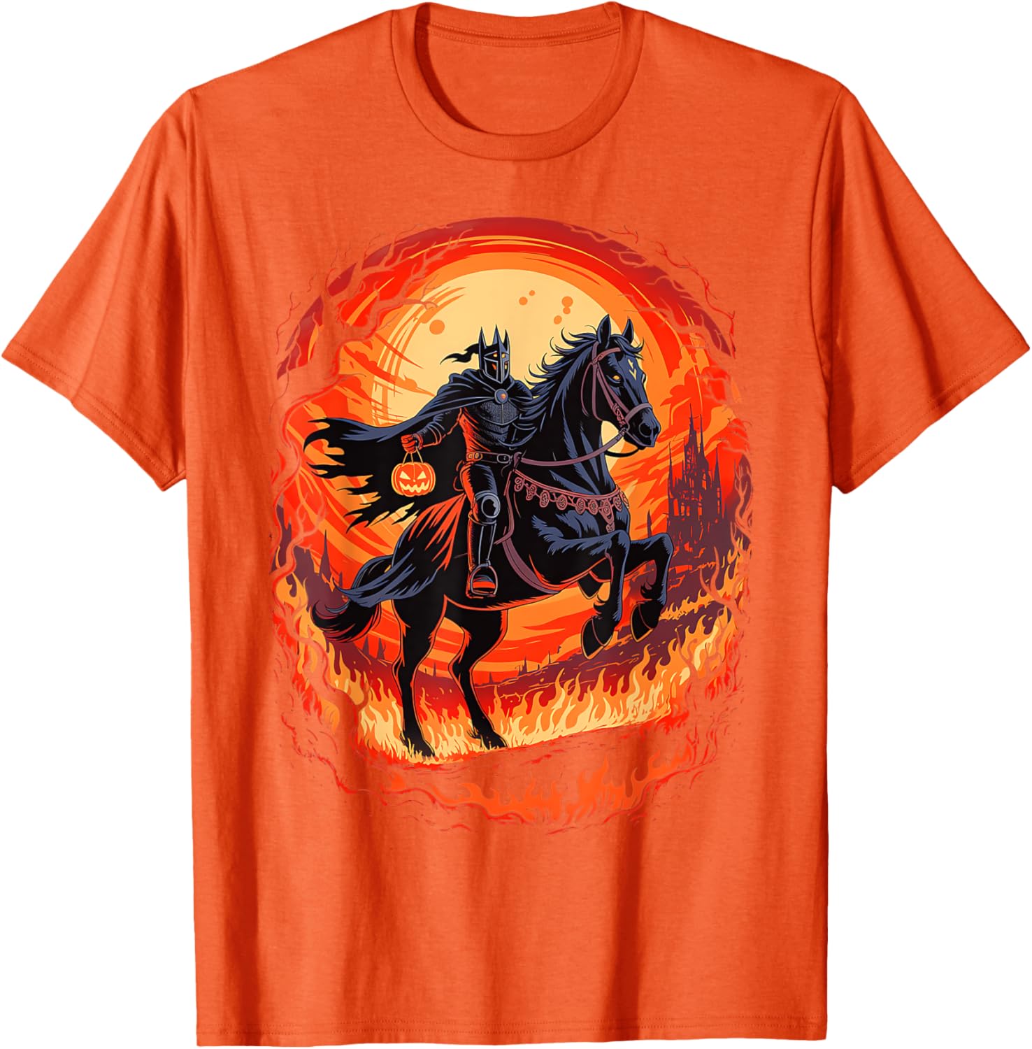 Spooky Pumpkin Headless Horseman Halloween T-Shirt for All Ages - 20