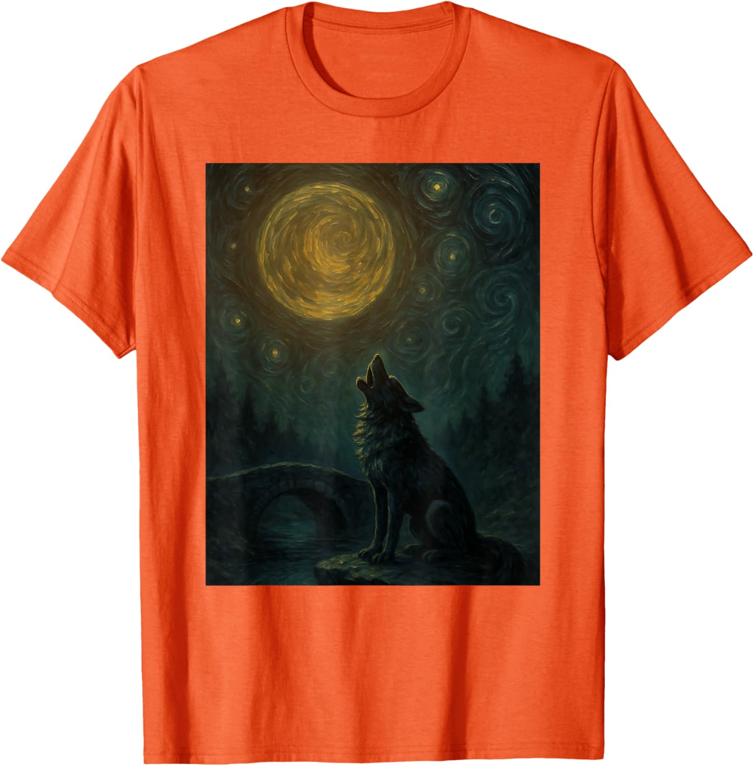 Wolf Starry Night Van Gogh Graphic T-Shirt for Art Lovers and Fashionistas - 18
