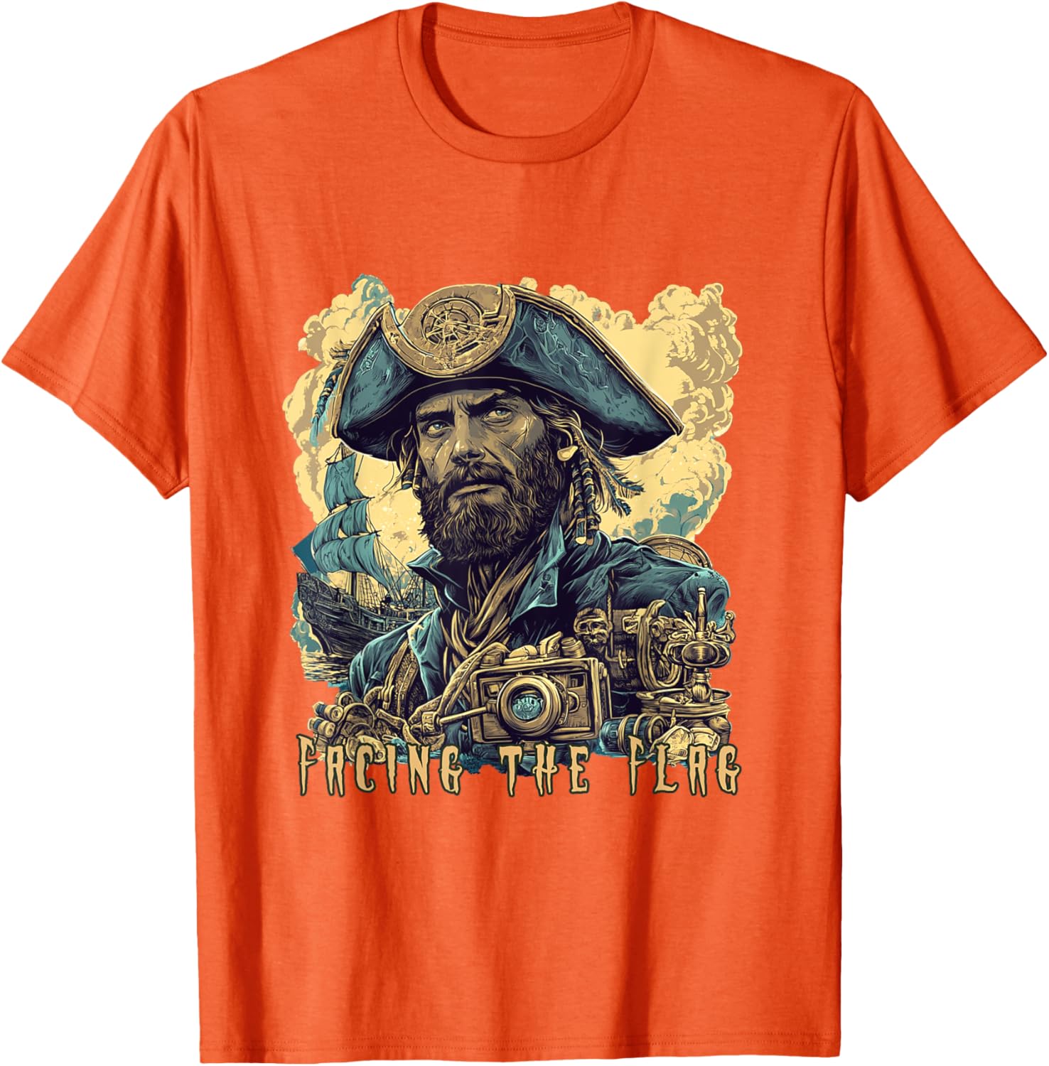Vintage Jules Verne Sci-Fi T-Shirt Featuring Facing the Flag Design - 7