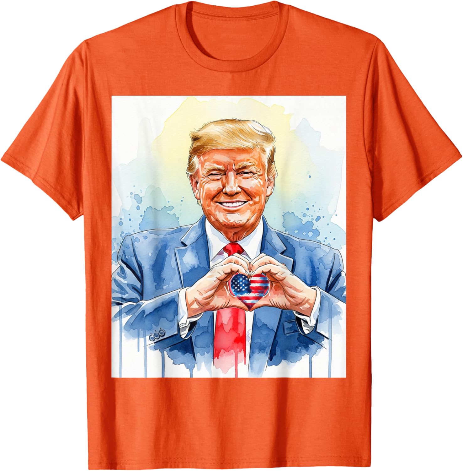 Patriotic Watercolor Trump Heart Hands T-Shirt for Proud Americans - 2