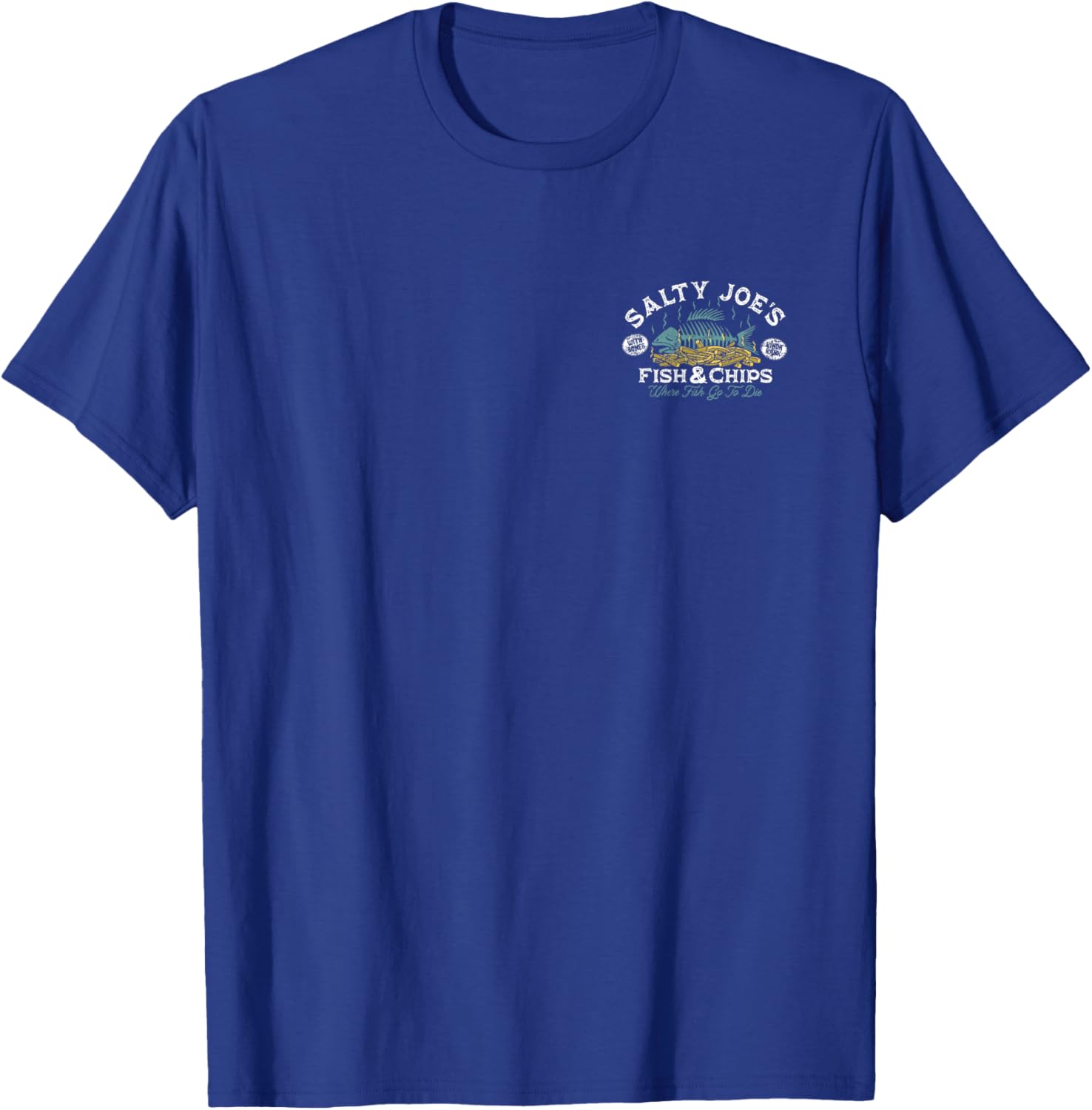 Salty Joe's Fish and Chips Logo Graphic T-Shirt for Casual Style Fans - 14