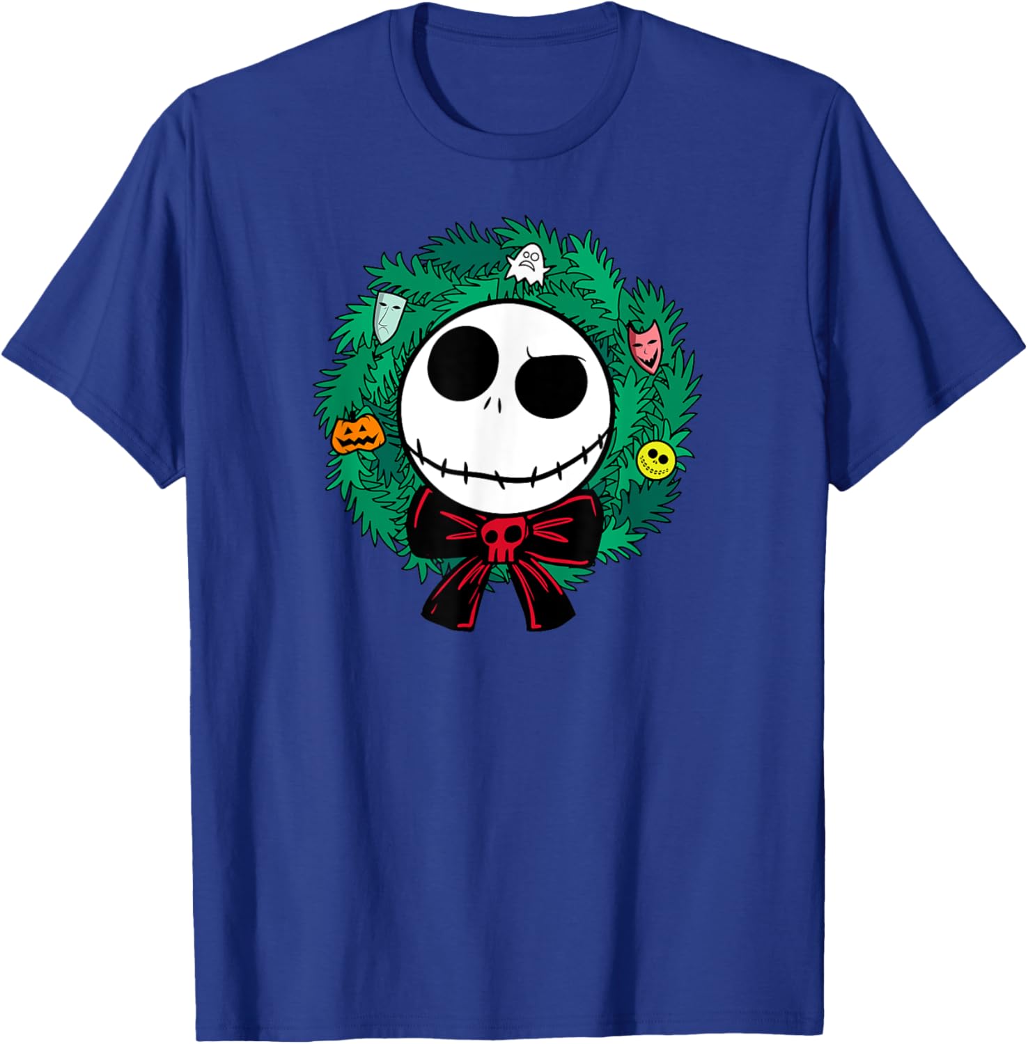 Festive Men's Nightmare Before Christmas Blue Wreath T-Shirt, Small - 3
