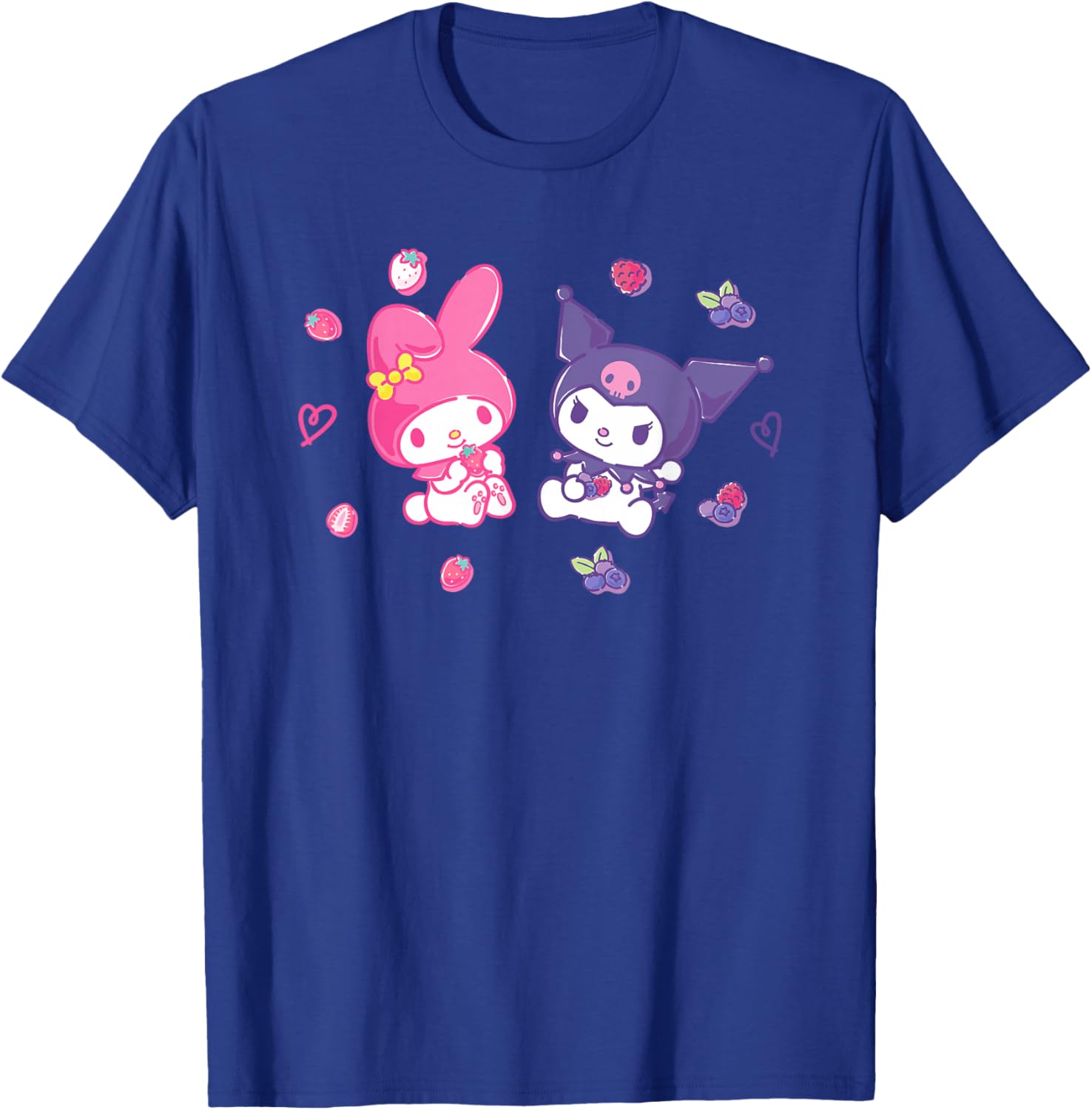 Sanrio Kuromi and My Melody Berry T-Shirt for Kids, Small Black Design - 15
