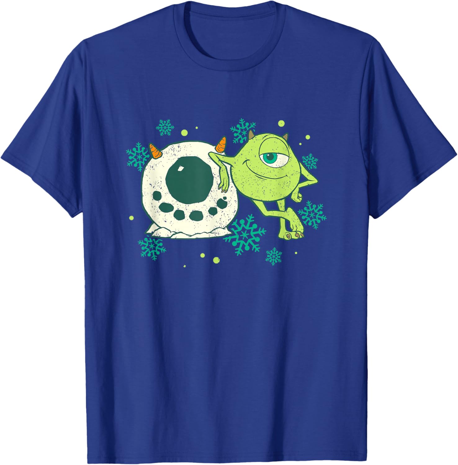 Disney Pixar Monsters Inc Mike Snowman Logo T-Shirt for Christmas Fun - 4