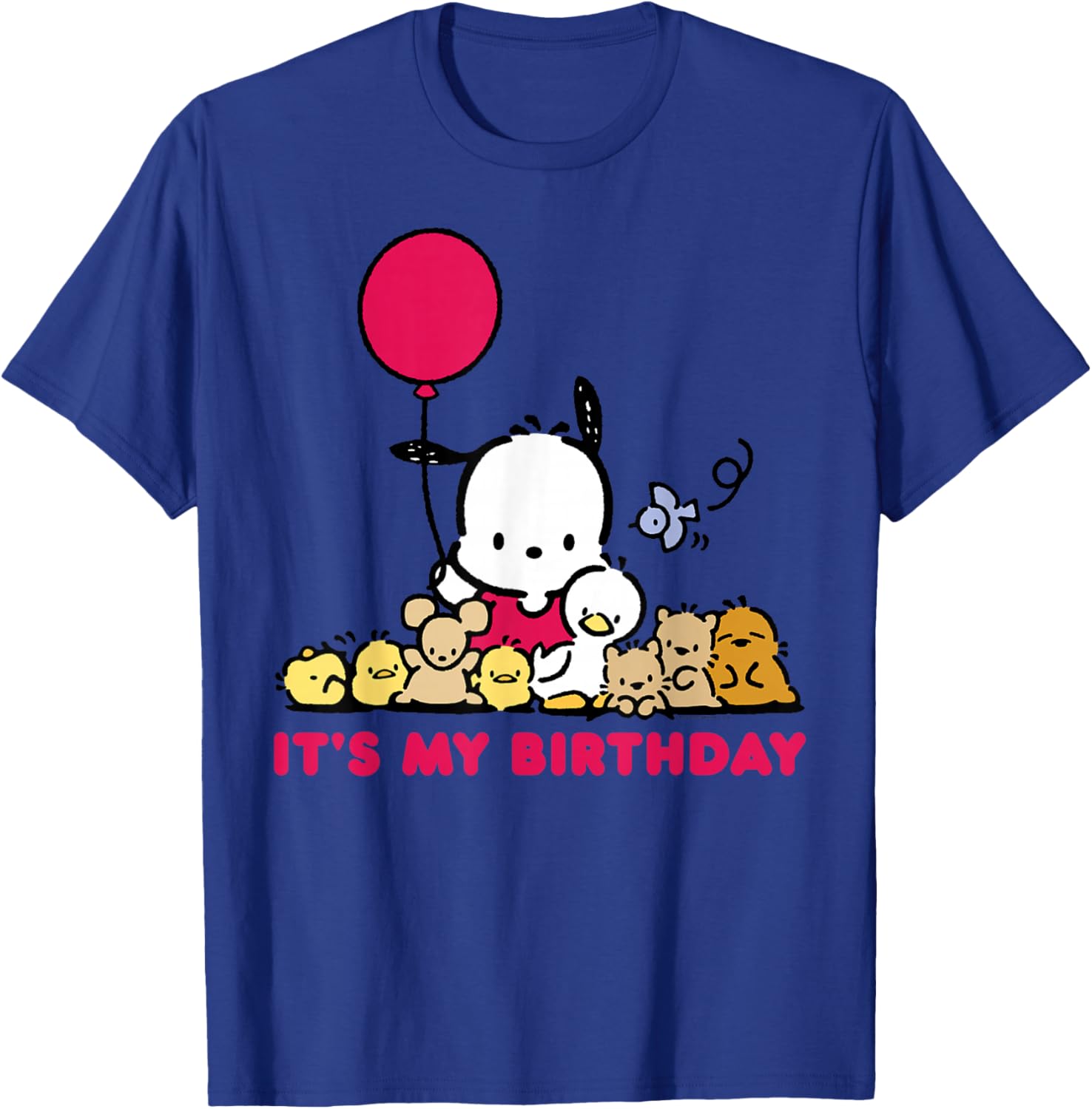 Pochacco Birthday T-Shirt for Adults, Grey Short Sleeve Classic Fit - 19