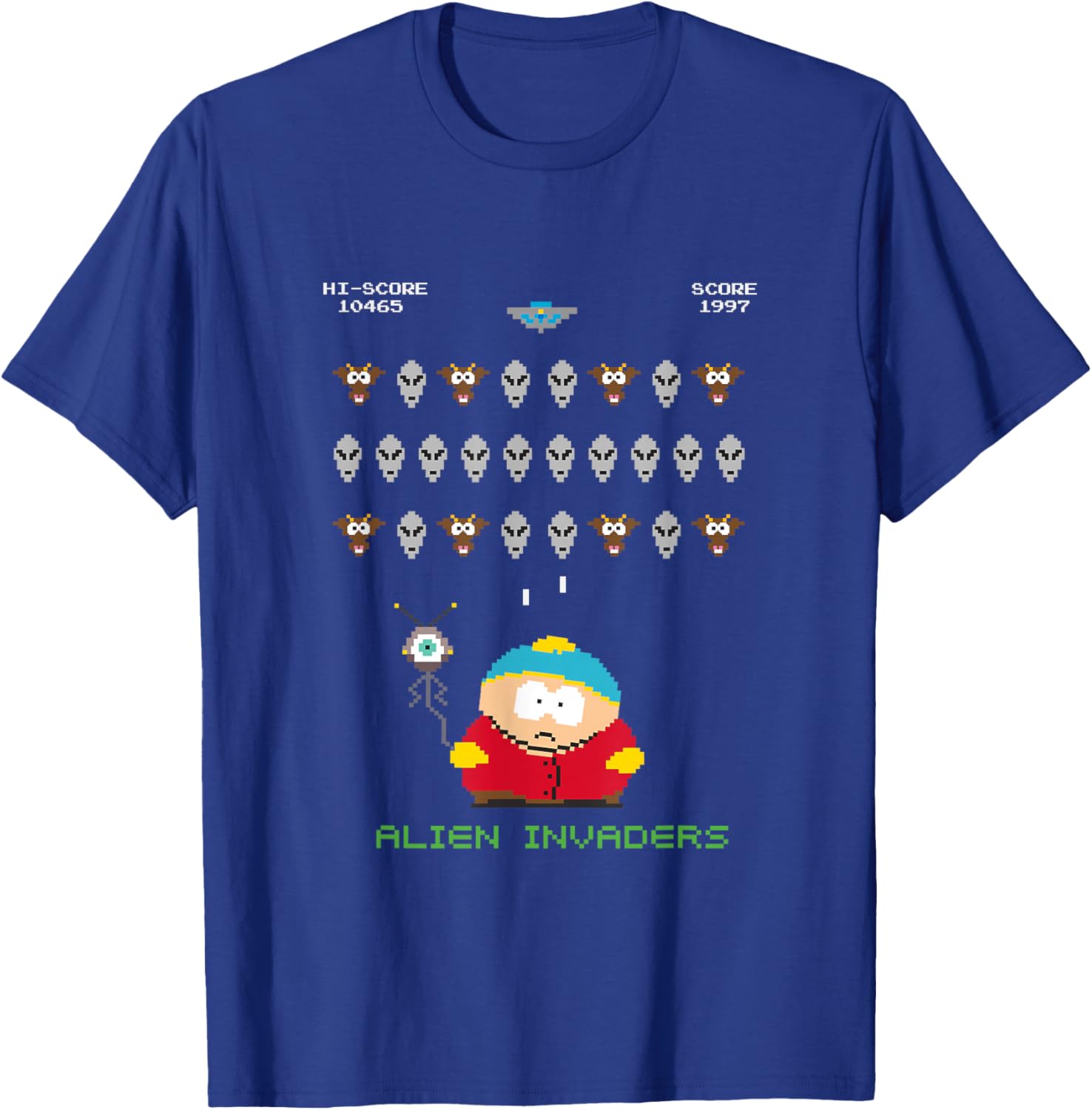 South Park Cartman Alien Invaders 8-Bit Pixel T-Shirt for Fans - 6