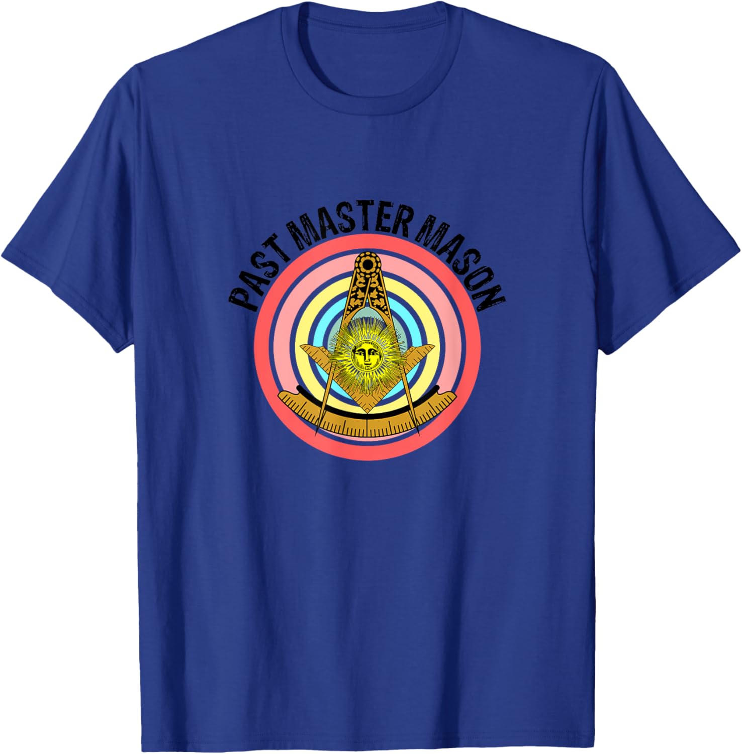 Past Master Mason Masonic Lodge Gavel Blue House T-Shirt for Men - 6