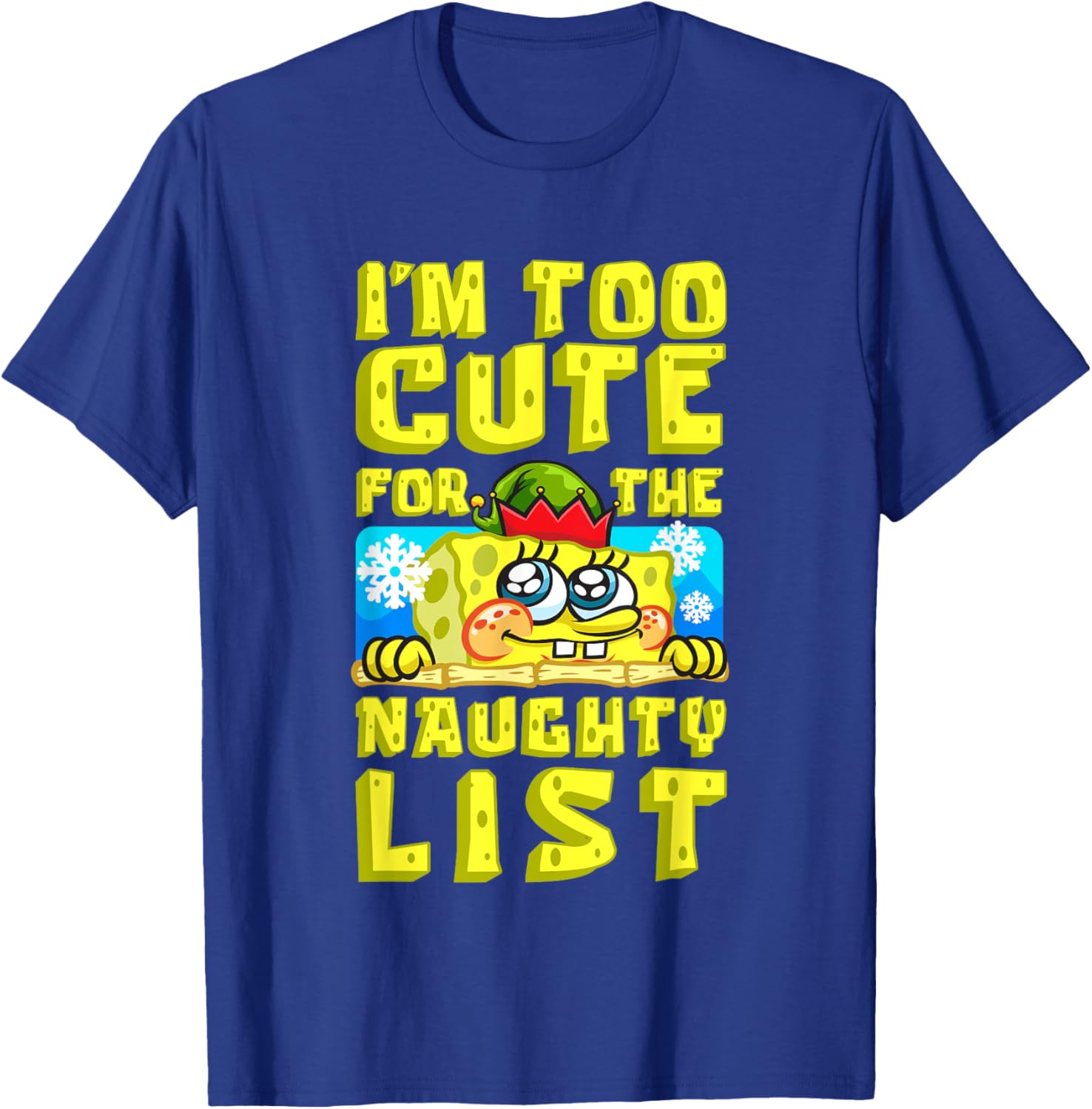 SpongeBob Christmas I'm Too Cute for the Naughty List T-Shirt Gift - 11