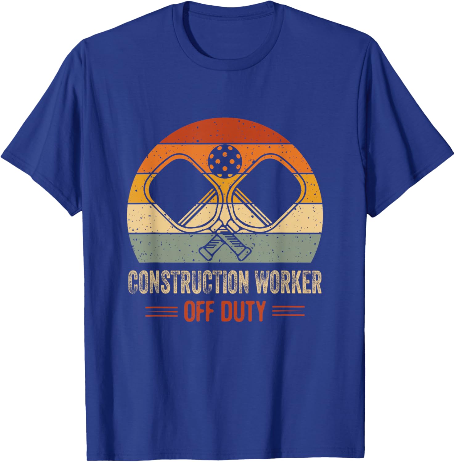 Vintage Sunset Off Duty Construction Worker Pickleball T-Shirt Fun Design - 5