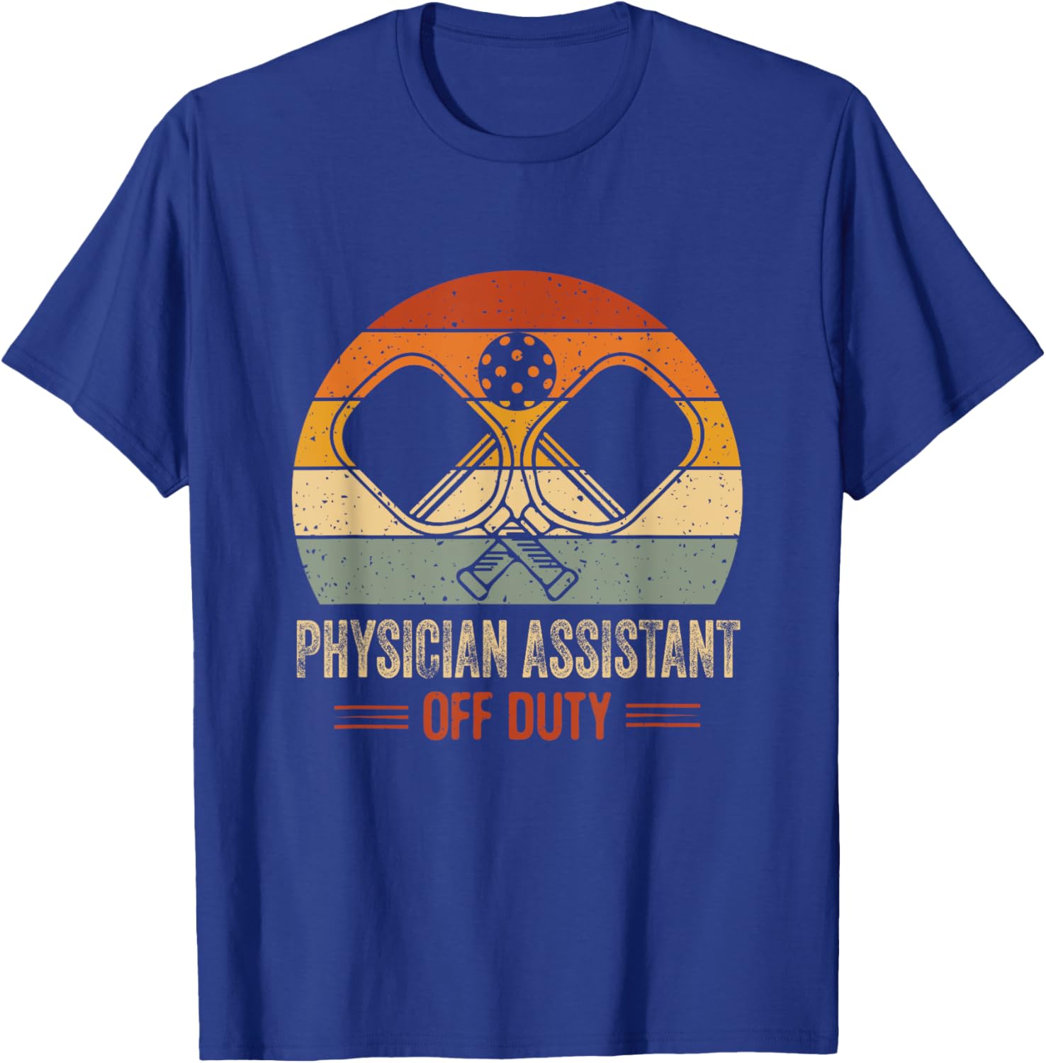 Vintage Sunset Off Duty Physician Assistant Pickleball T-Shirt for Fun - 2
