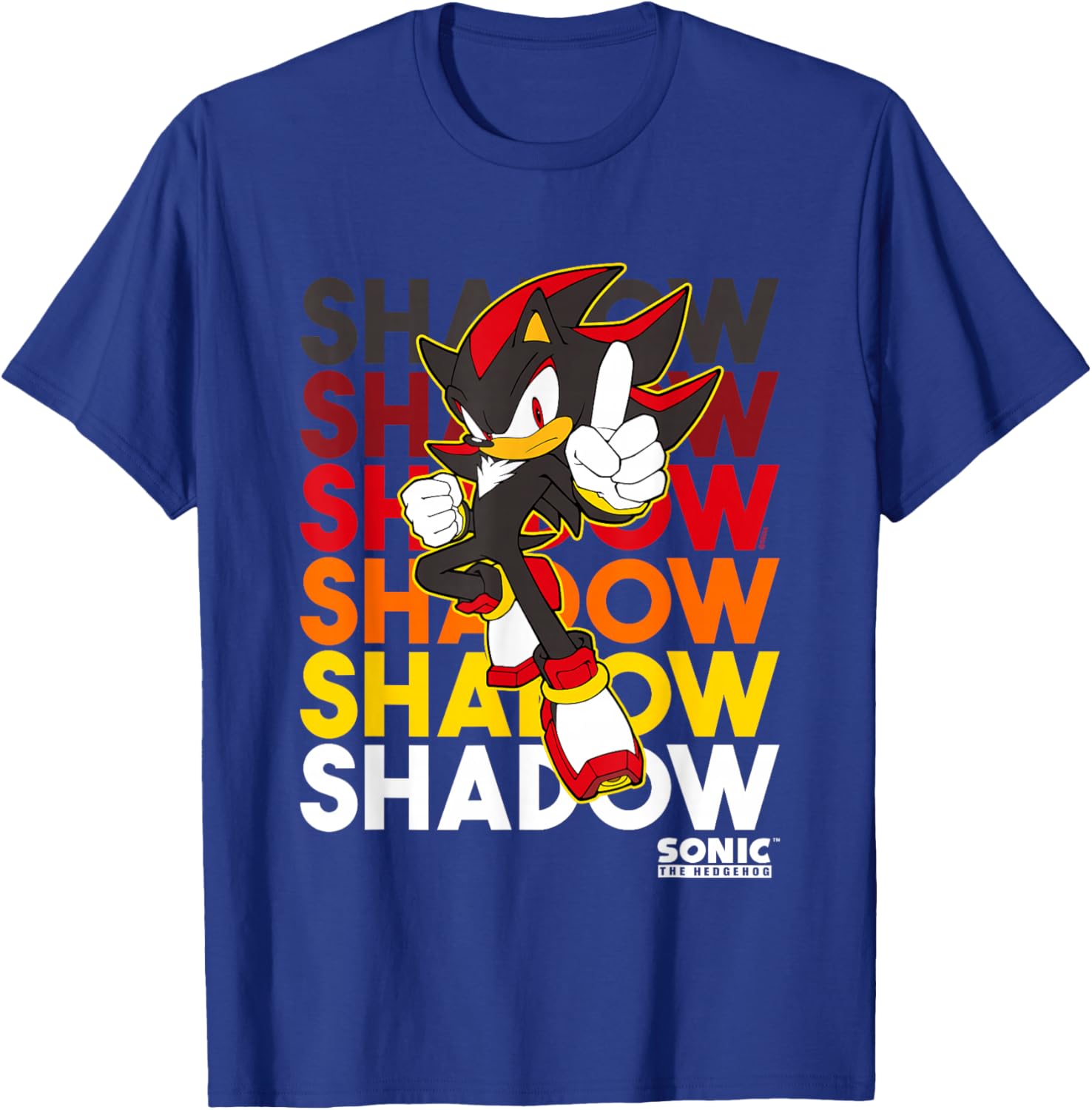 Sonic The Hedgehog Shadow Logo Stacked Text Cool Graphic T-Shirt - 11