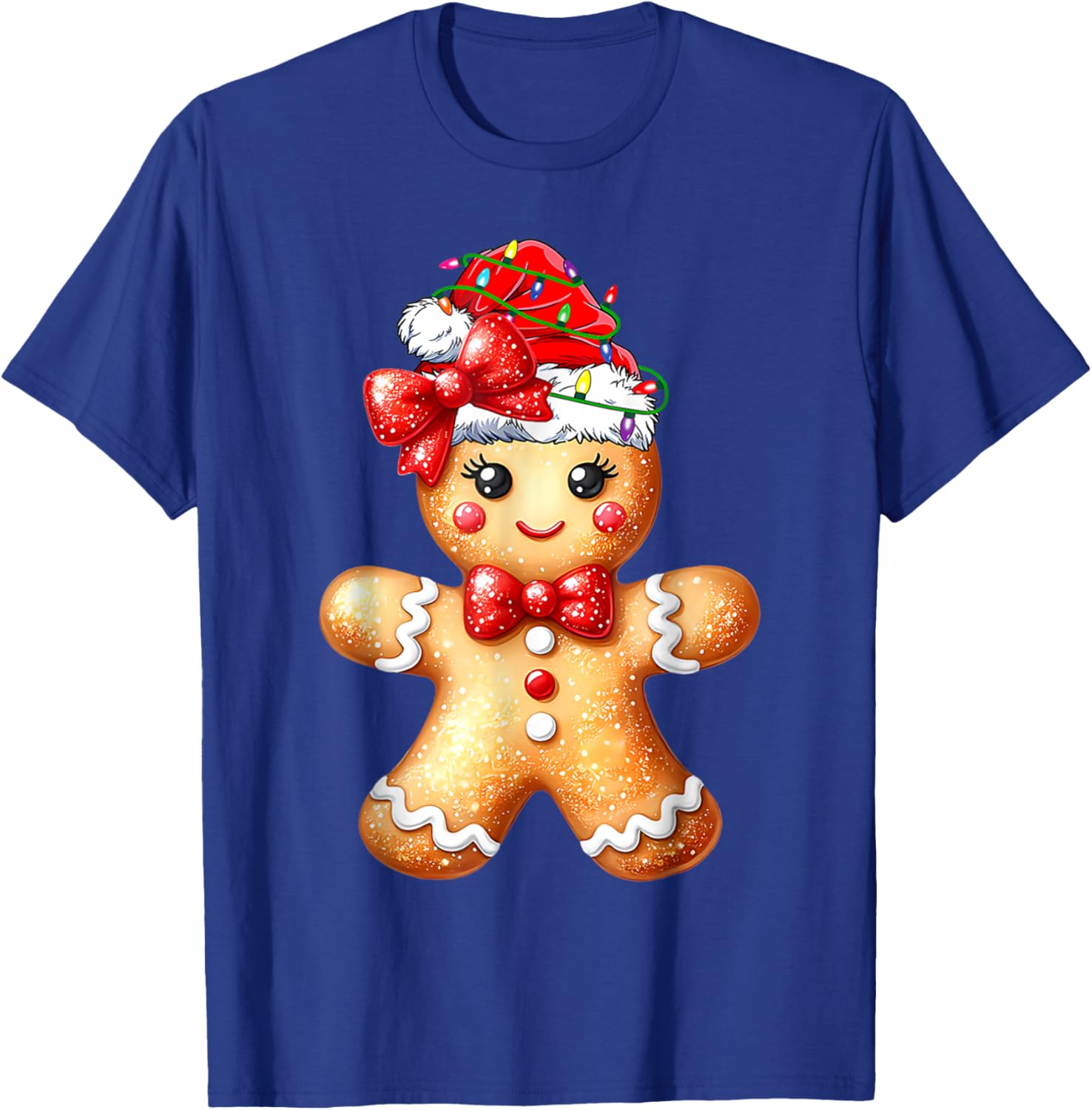 Merry Christmas Gingerbread Santa T-Shirt for Girls and Women - 5