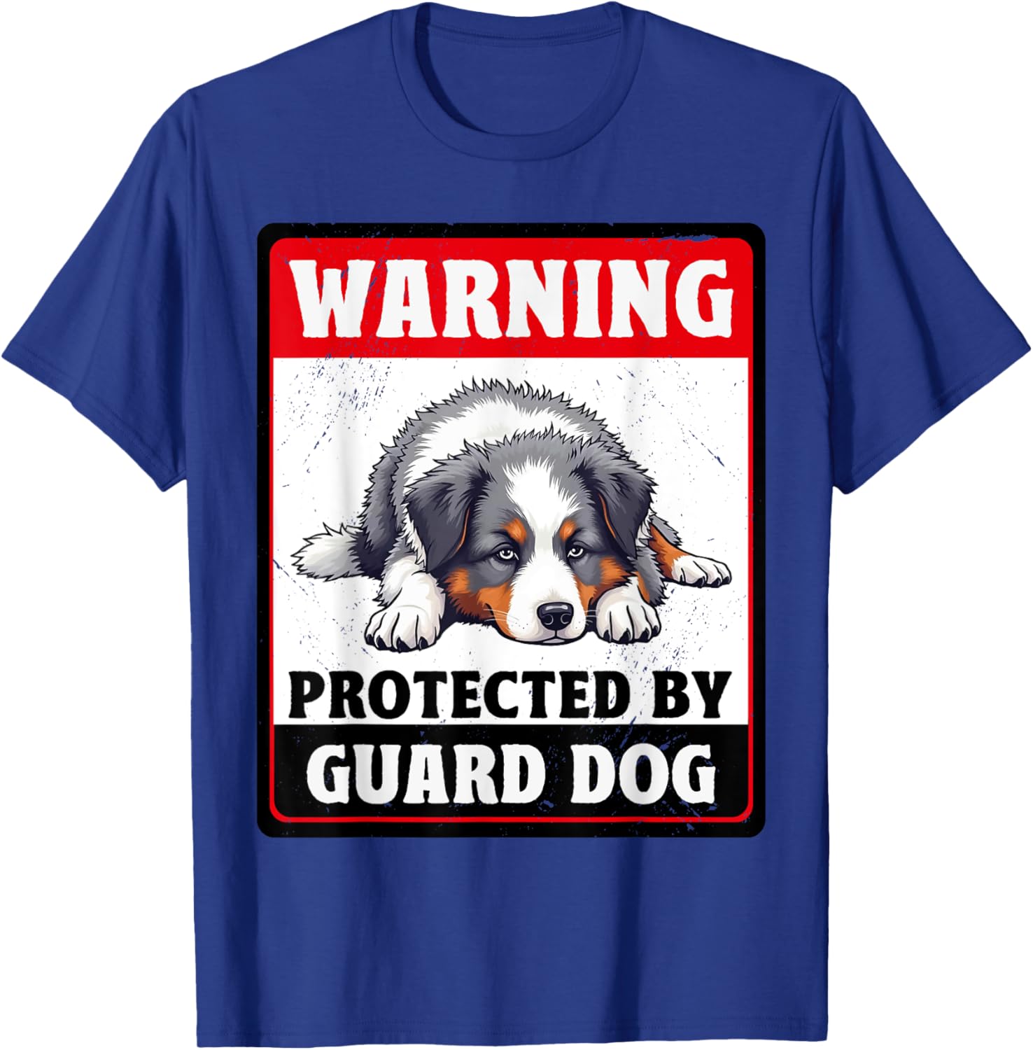 Warning Protected by Australian Shepherd Dog T-Shirt for Men and Women - 2