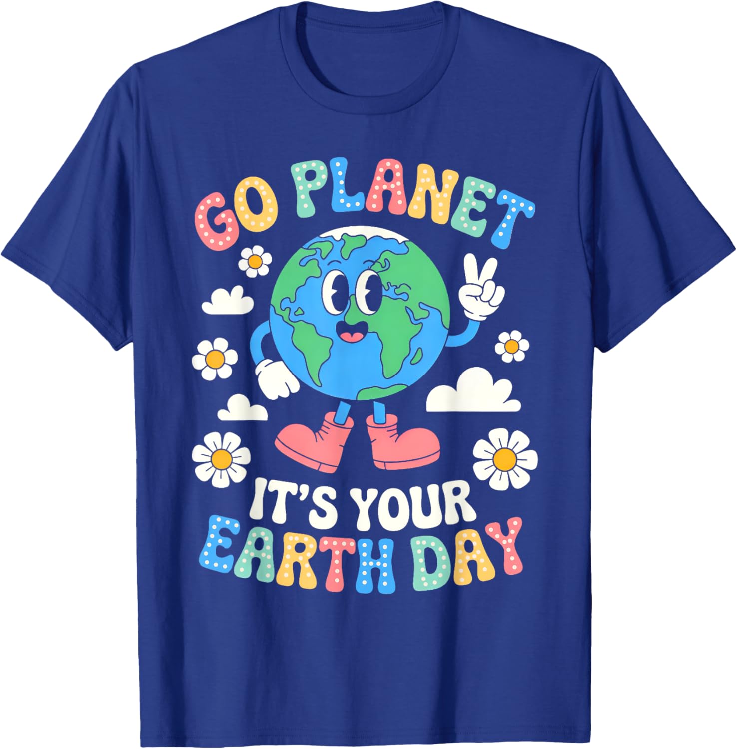 Groovy Go Planet Earth Day 2025 Retro Teacher Kids T-Shirt - 7