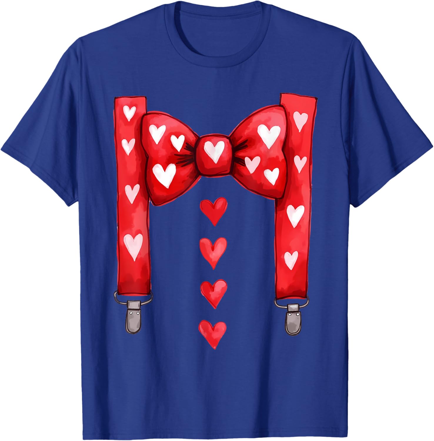 Red Hearts Bow Tie Suspenders T-Shirt for Toddler Boys Valentine's Day - 23