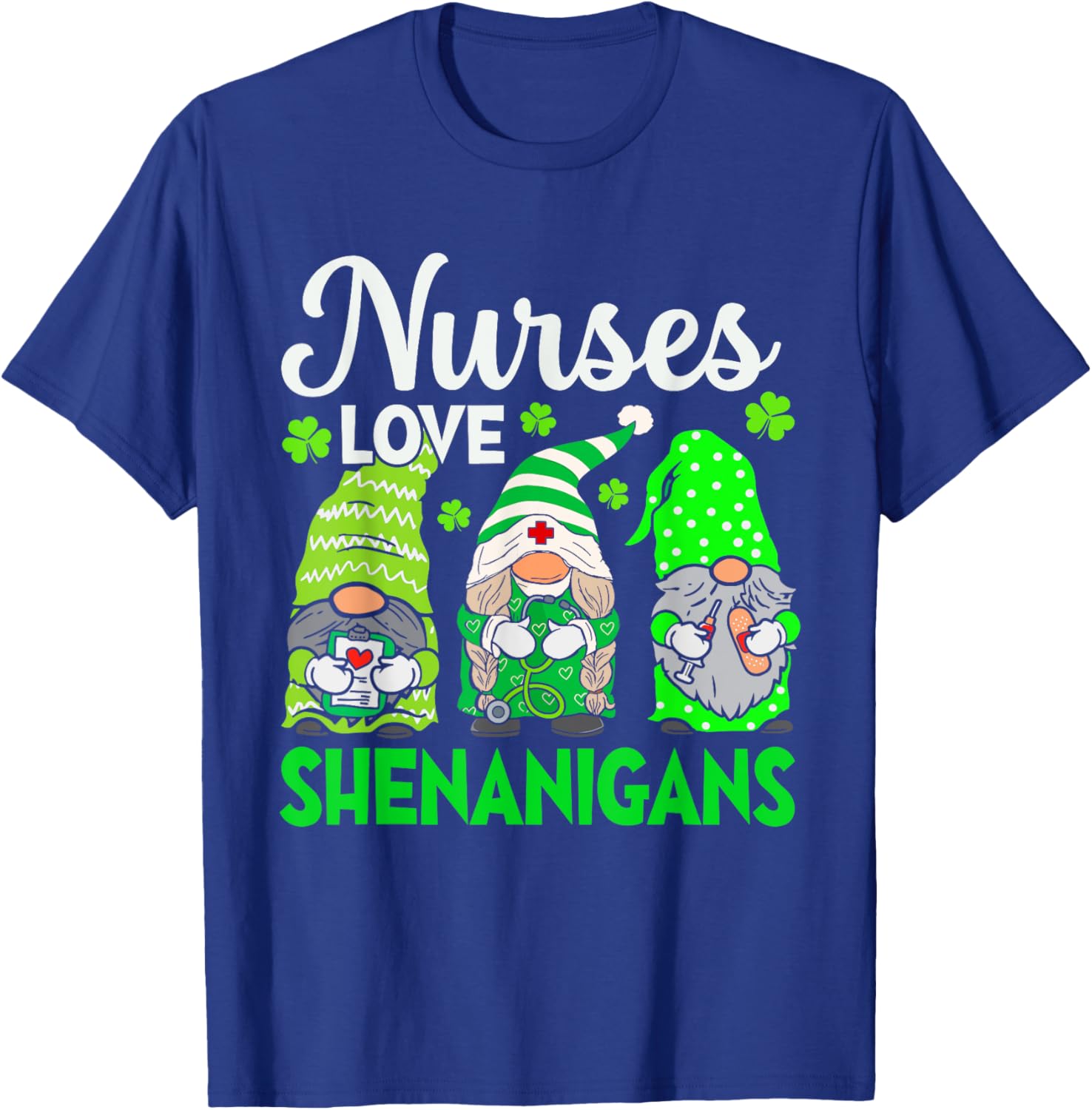 St Patricks Day Gnomes Nurses Love Shenanigans Scrub Top for Women - 10