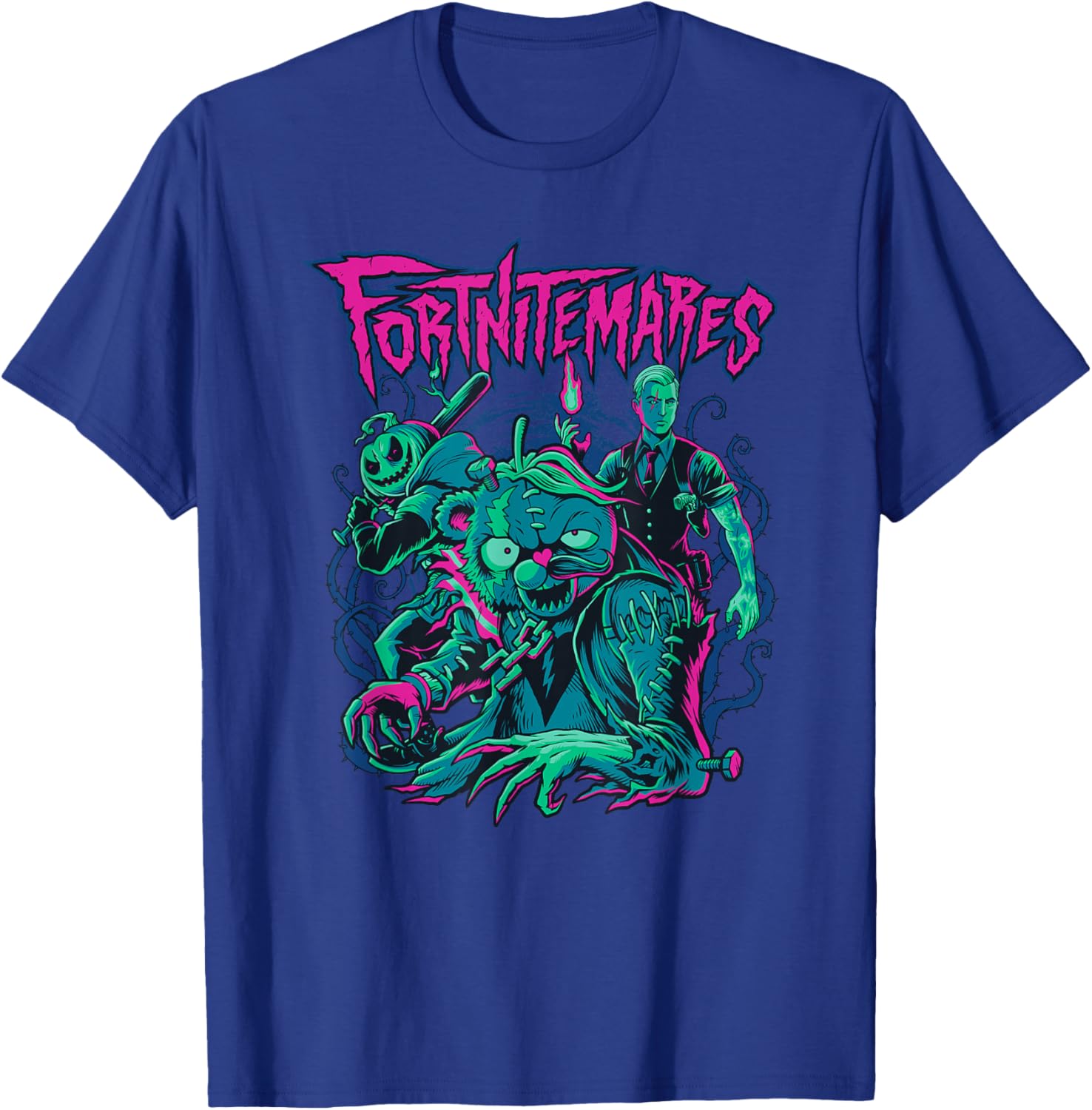 Fortnite Halloween Fortnitemares Retro Horror Group Shot T-Shirt for Fans - 6