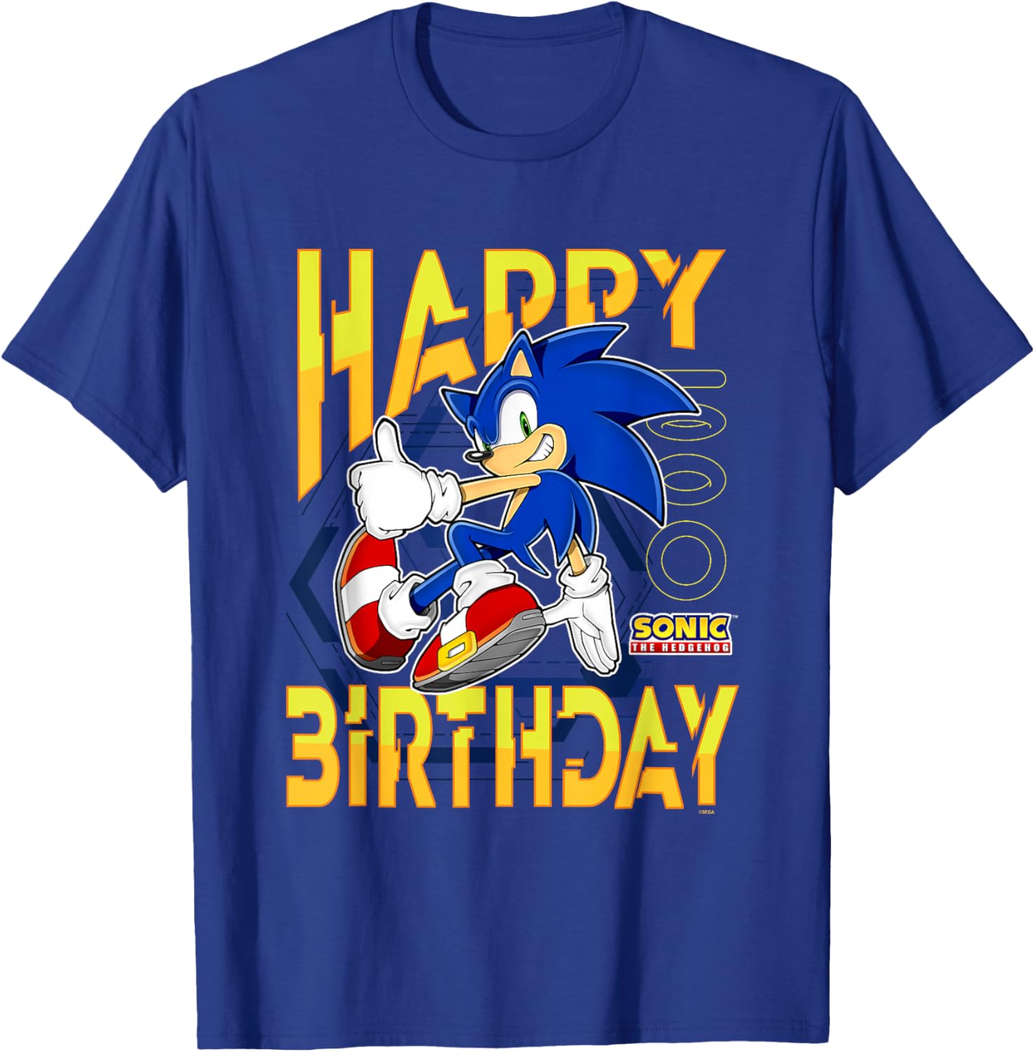 Sonic The Hedgehog Birthday T-Shirt with Thumbs Up Logo for Kids - 7
