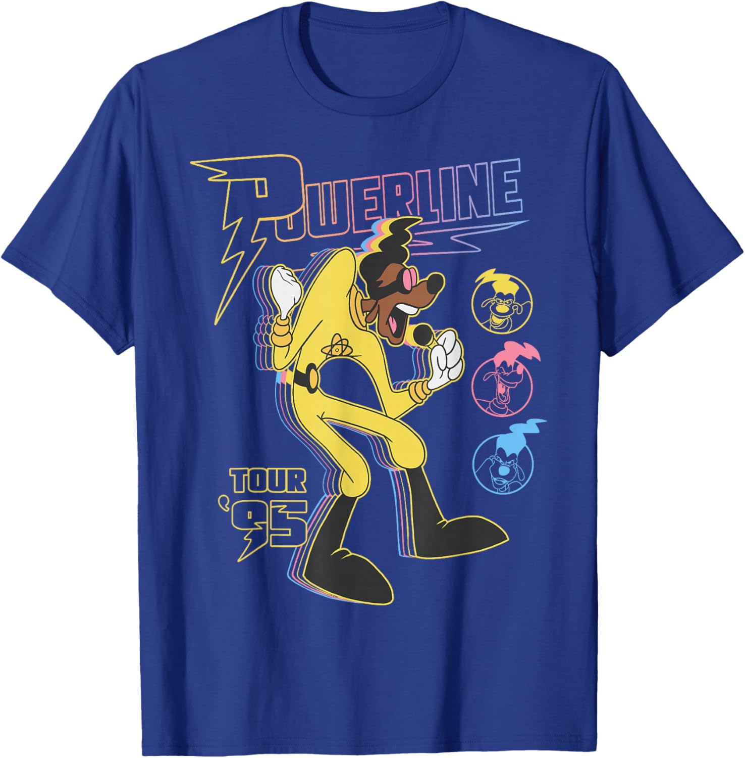 Retro Goofy Movie Powerline Tour 95 Neon Poster T-Shirt for Fans - 8