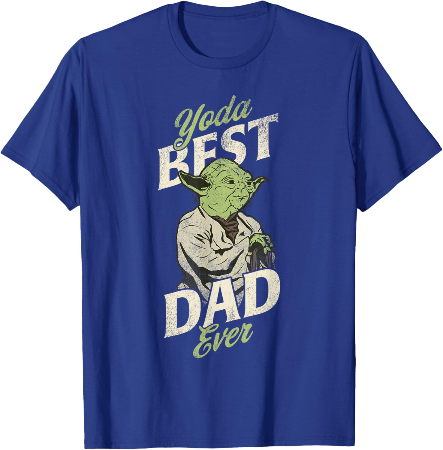 Star Wars Yoda Best Dad Ever Distressed Poster T-Shirt for Fathers Day - 2