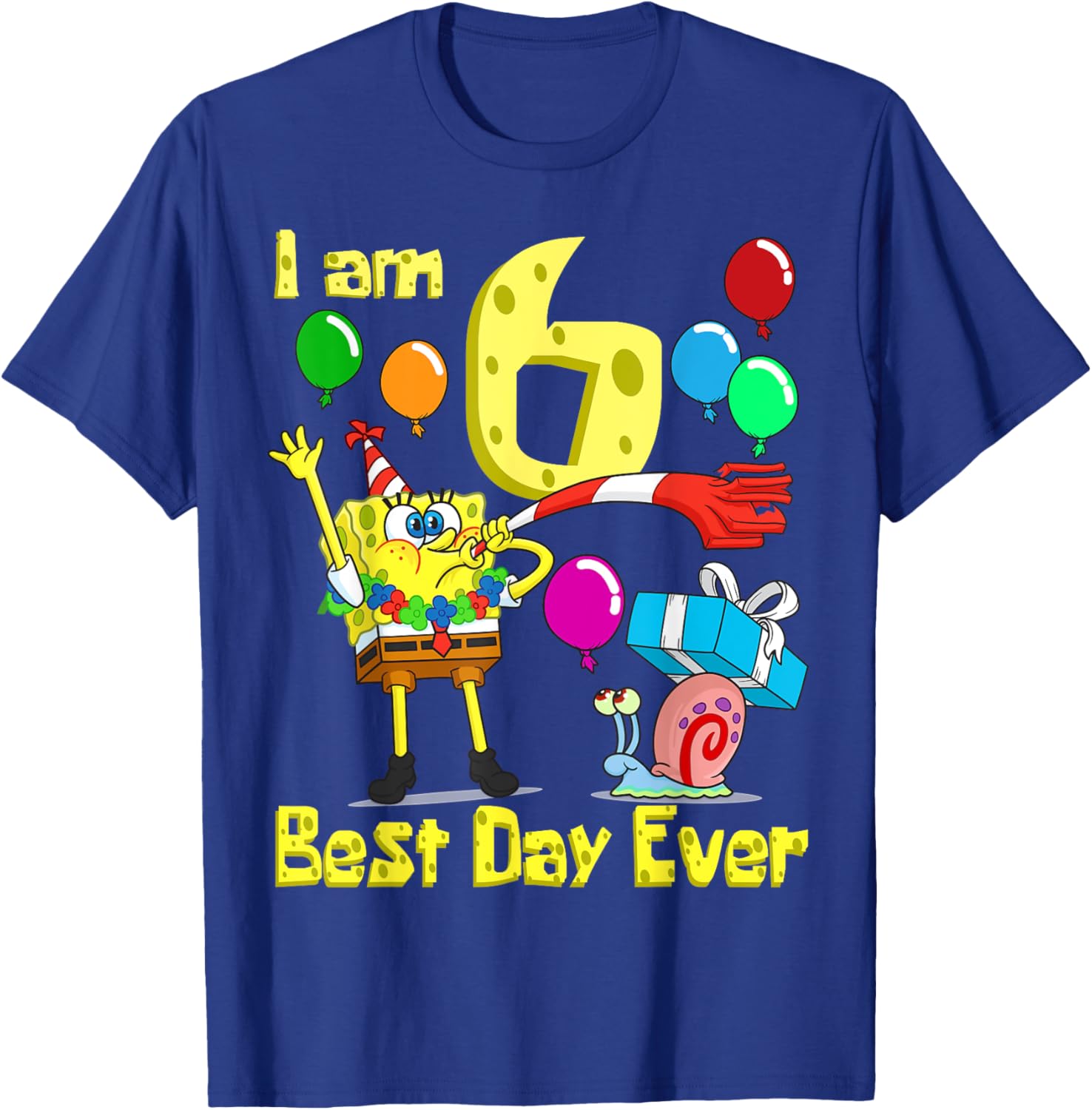 SpongeBob SquarePants Birthday T-Shirt for 6 Year Olds Fun Party Wear - 1