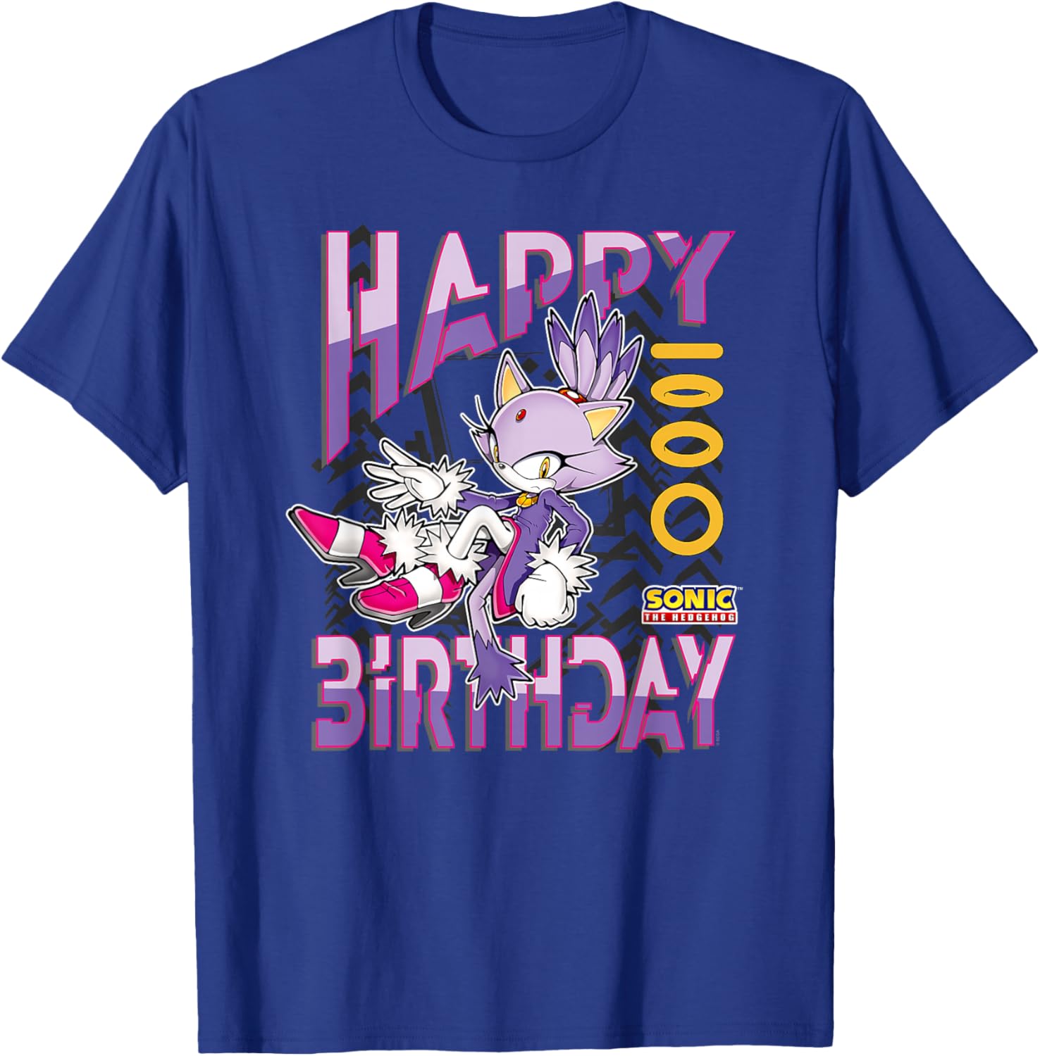 Sonic The Hedgehog Happy Birthday Blaze Grid Chest T-Shirt for Kids - 3