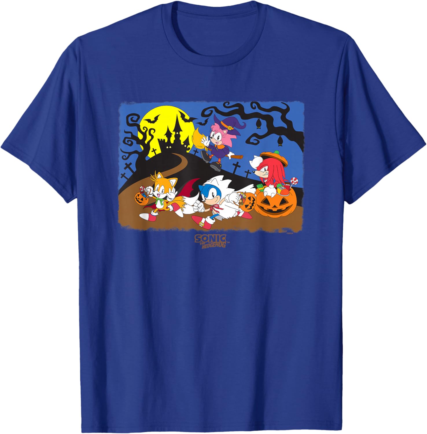 Sonic the Hedgehog Halloween Creepy Graveyard Run Big Poster T-Shirt - 4