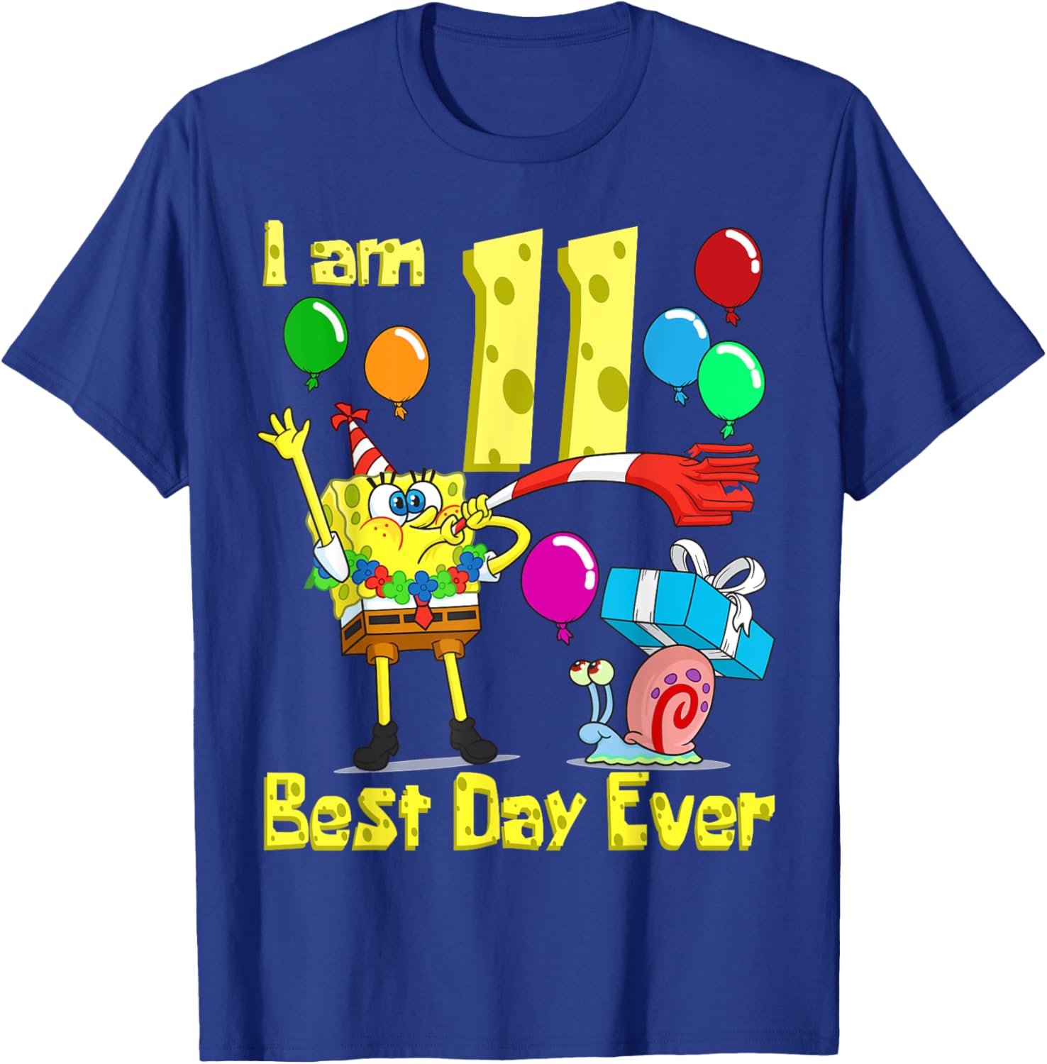 SpongeBob Birthday T-Shirt for 11 Year Olds Fun Party Apparel - 7