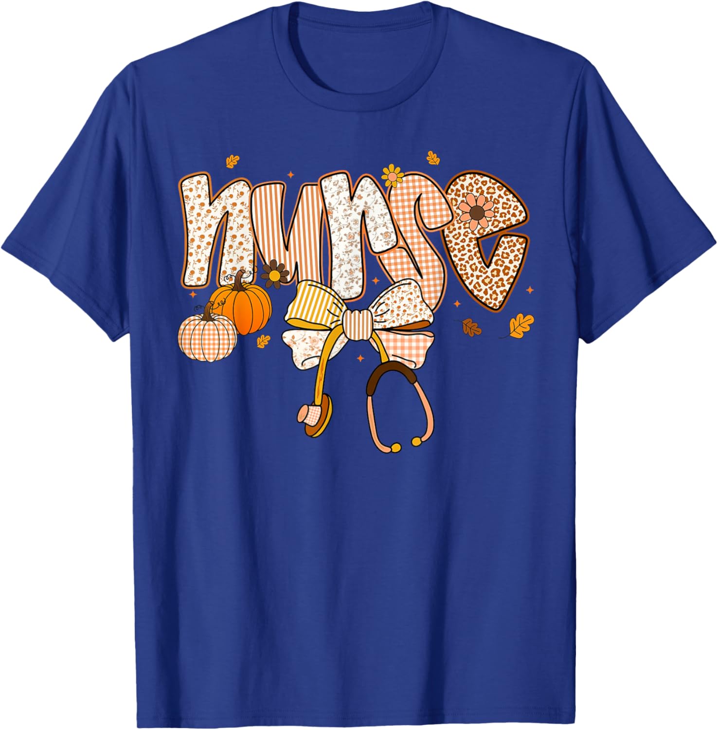 Pumpkin Nurse Thanksgiving Stethoscope Fall Scrub Top T-Shirt for ER - 3