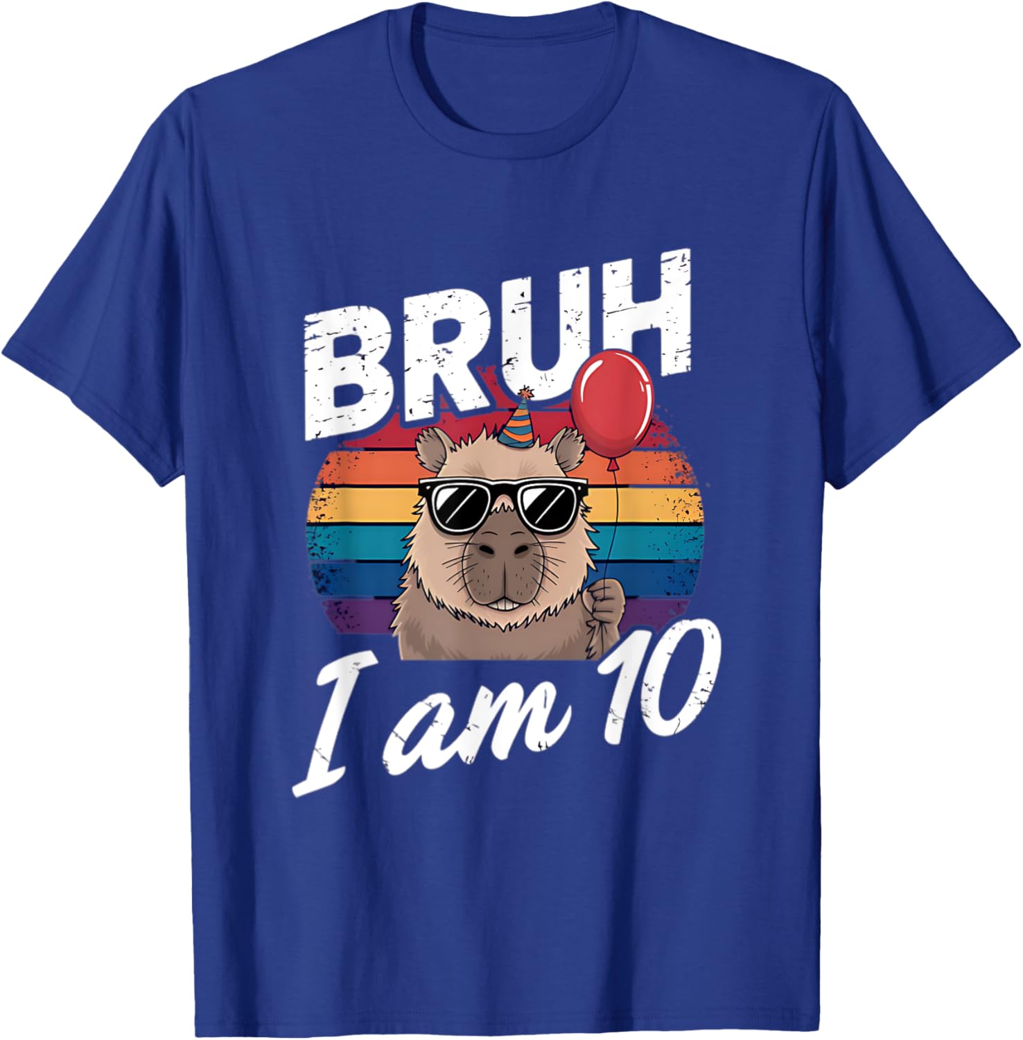 Retro Sunset Capybara T-Shirt for Kids' 10th Birthday Celebration - 13