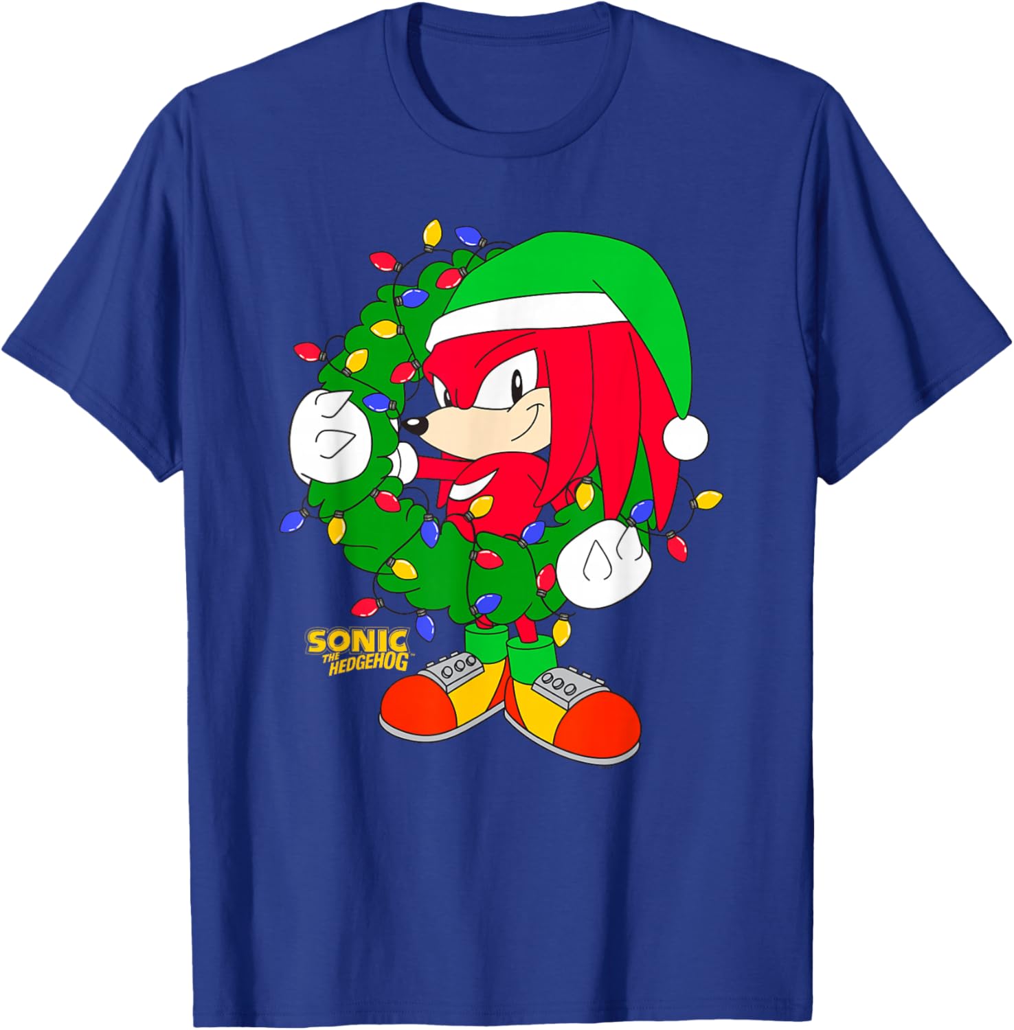 Sonic the Hedgehog Christmas Knuckle Wreath T-Shirt for Holiday Cheer - 11