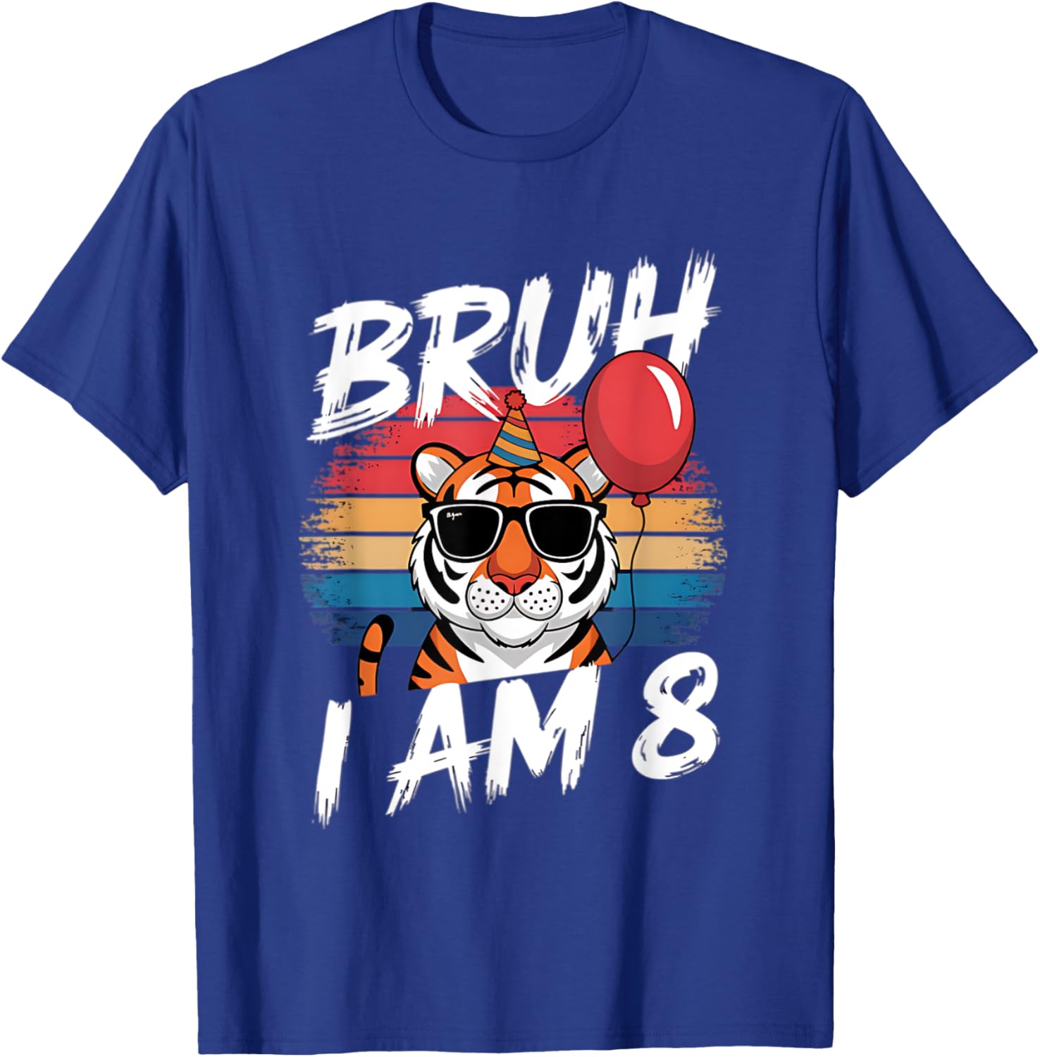 Retro Sunset Tiger Shirt for 8 Year Old's Birthday Party Fun - 1