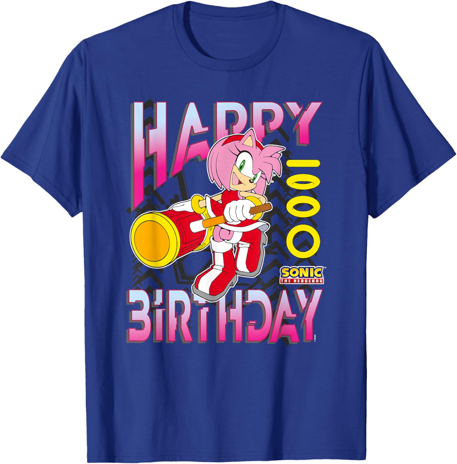 Sonic The Hedgehog Amy Birthday Grid Chest T-Shirt for Fun Celebrations - 1